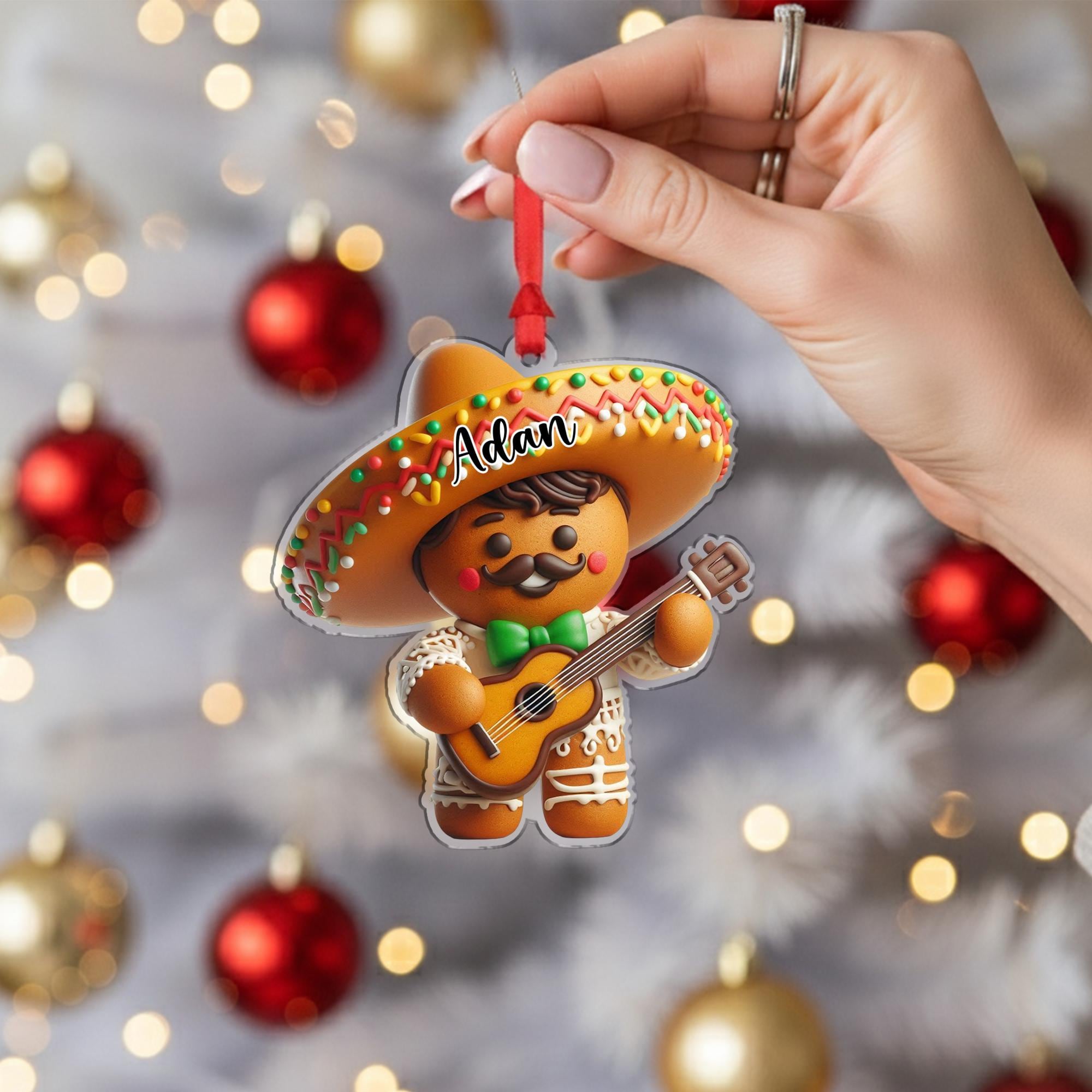 Custom Gingerbread Ornament – Mariachi Christmas Tree Decoration