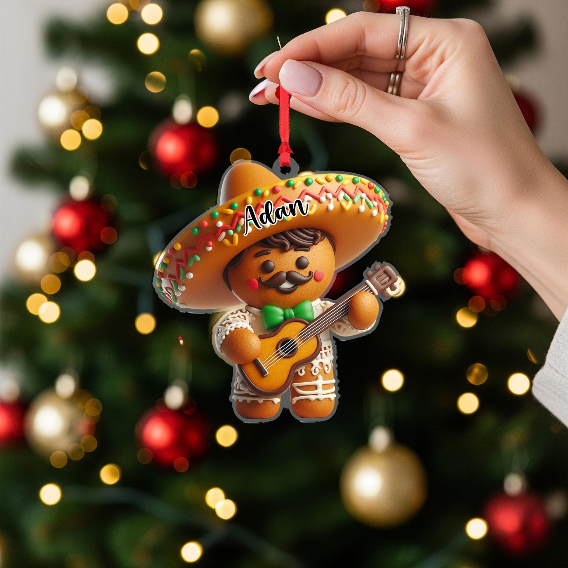 Custom Gingerbread Ornament – Mariachi Christmas Tree Decoration