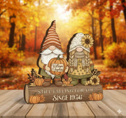 Personalized Fall Gnome Wooden Block – Custom Anniversary Decor Gift