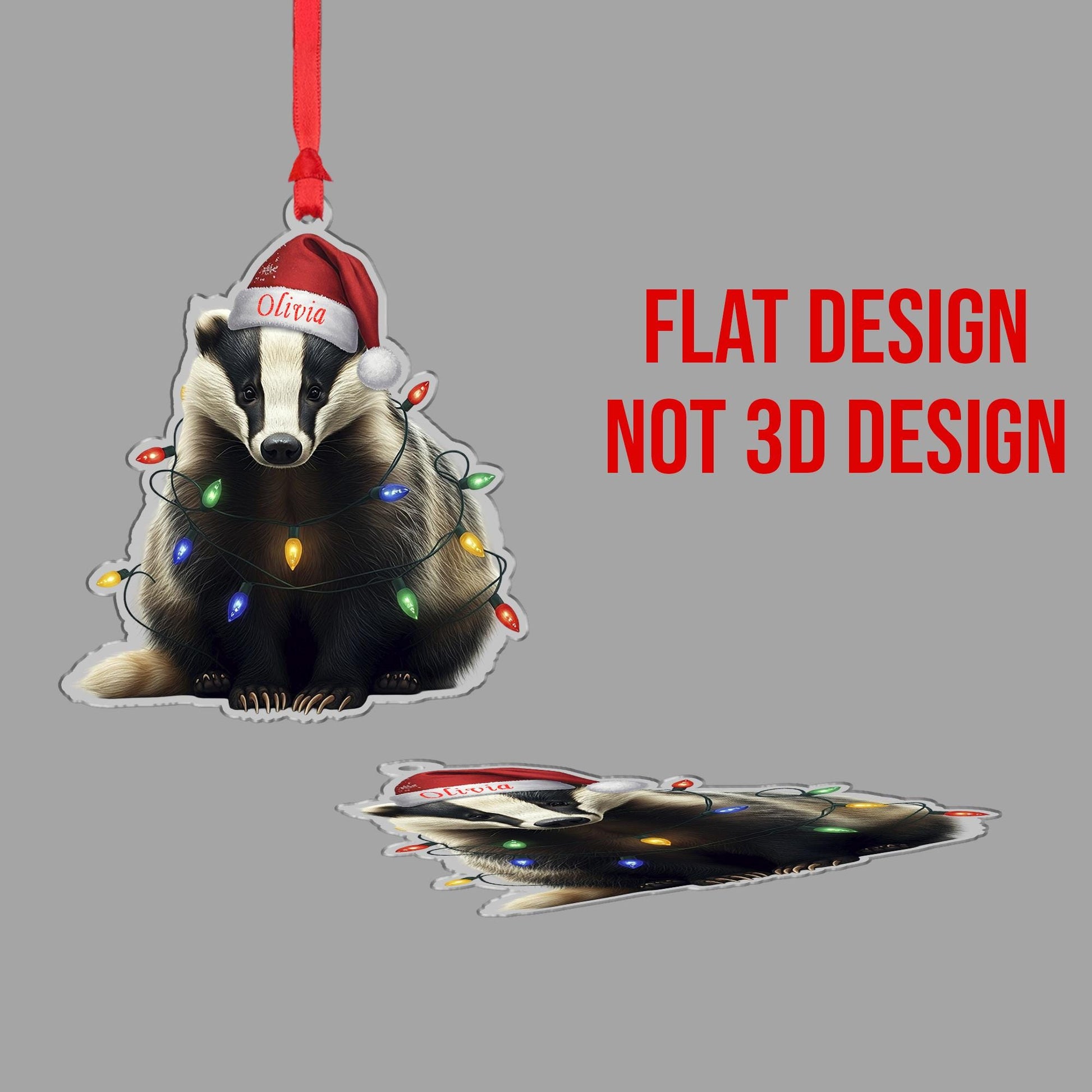 Badger Christmas Ornament – Personalized Wildlife Tree Decoration