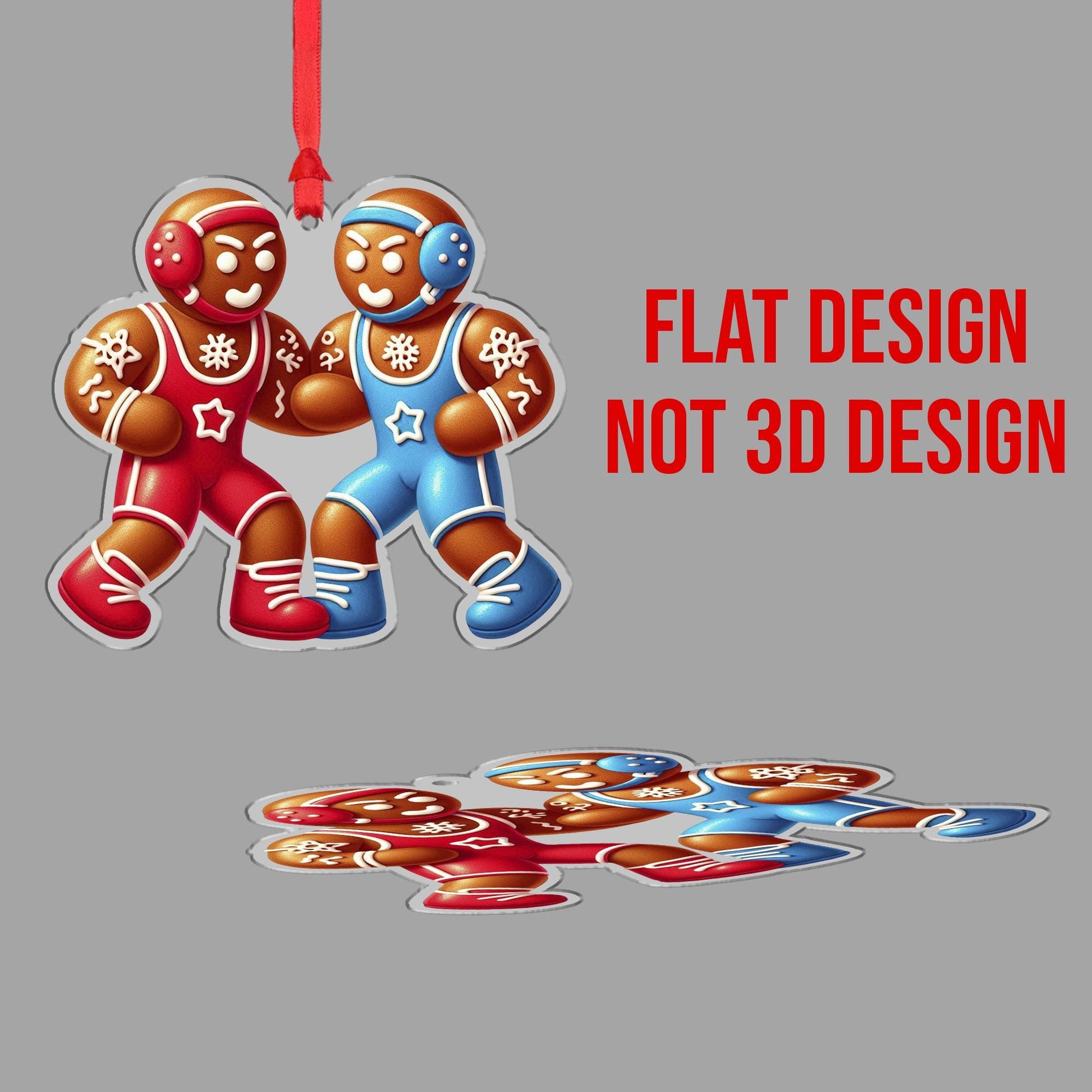 Wrestling Gingerbread Ornament – Funny Sports Christmas Tree Decor