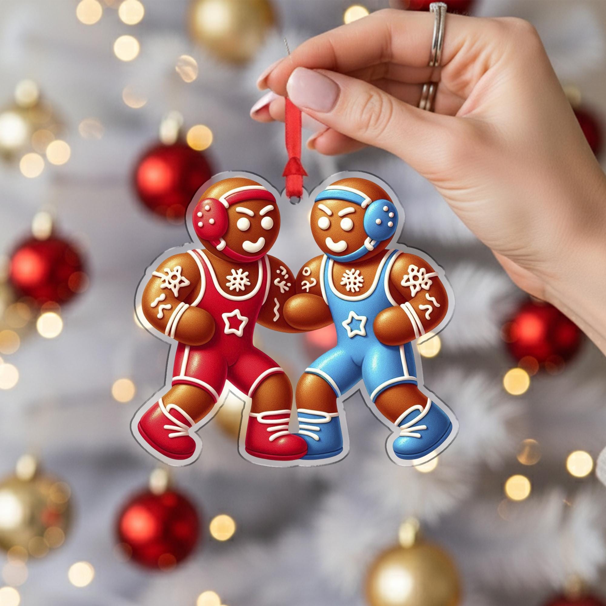 Wrestling Gingerbread Ornament – Funny Sports Christmas Tree Decor