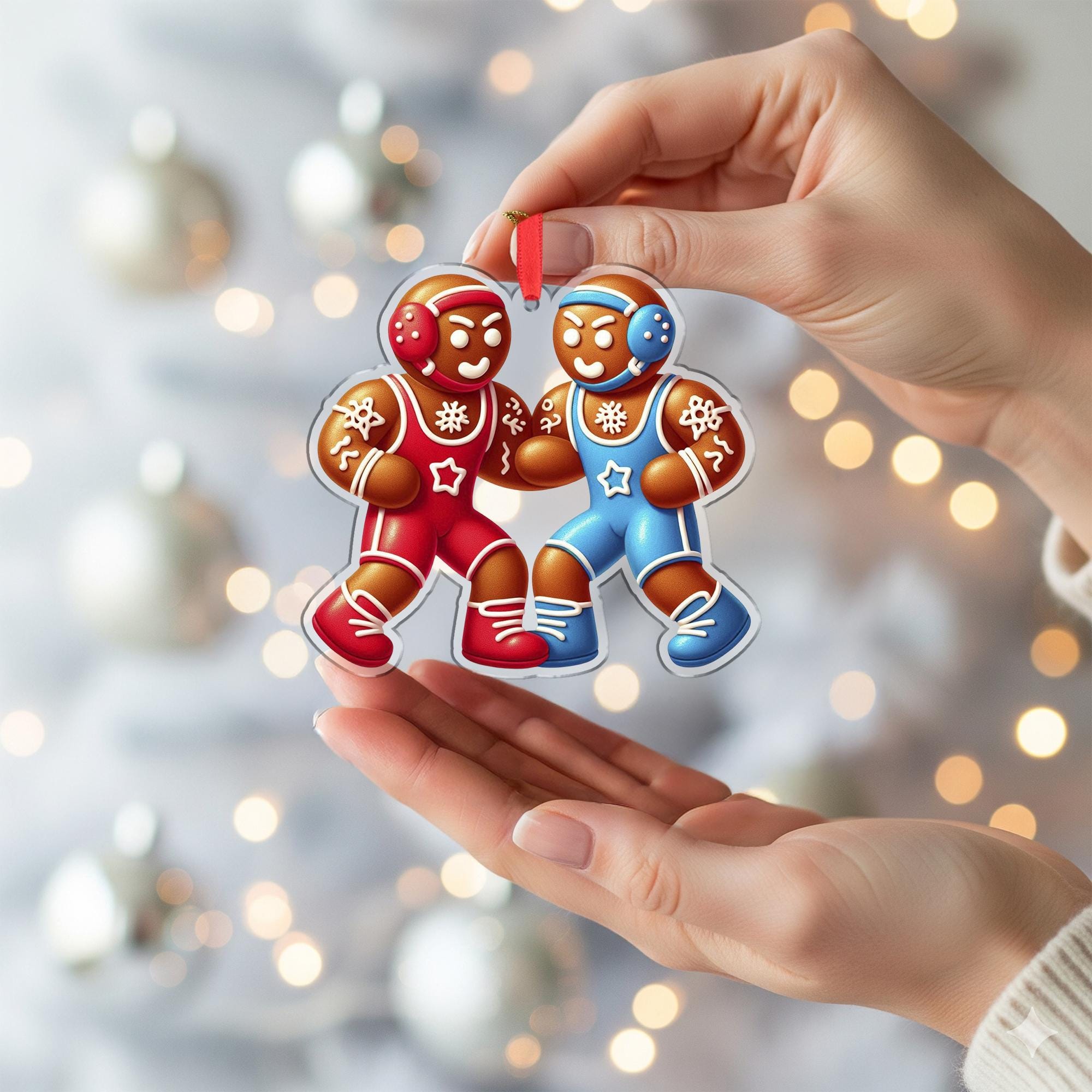 Wrestling Gingerbread Ornament – Funny Sports Christmas Tree Decor