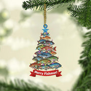 Personalized Fish Christmas Tree Ornament – Custom Name Holiday Decoration with Lights and Fish Design