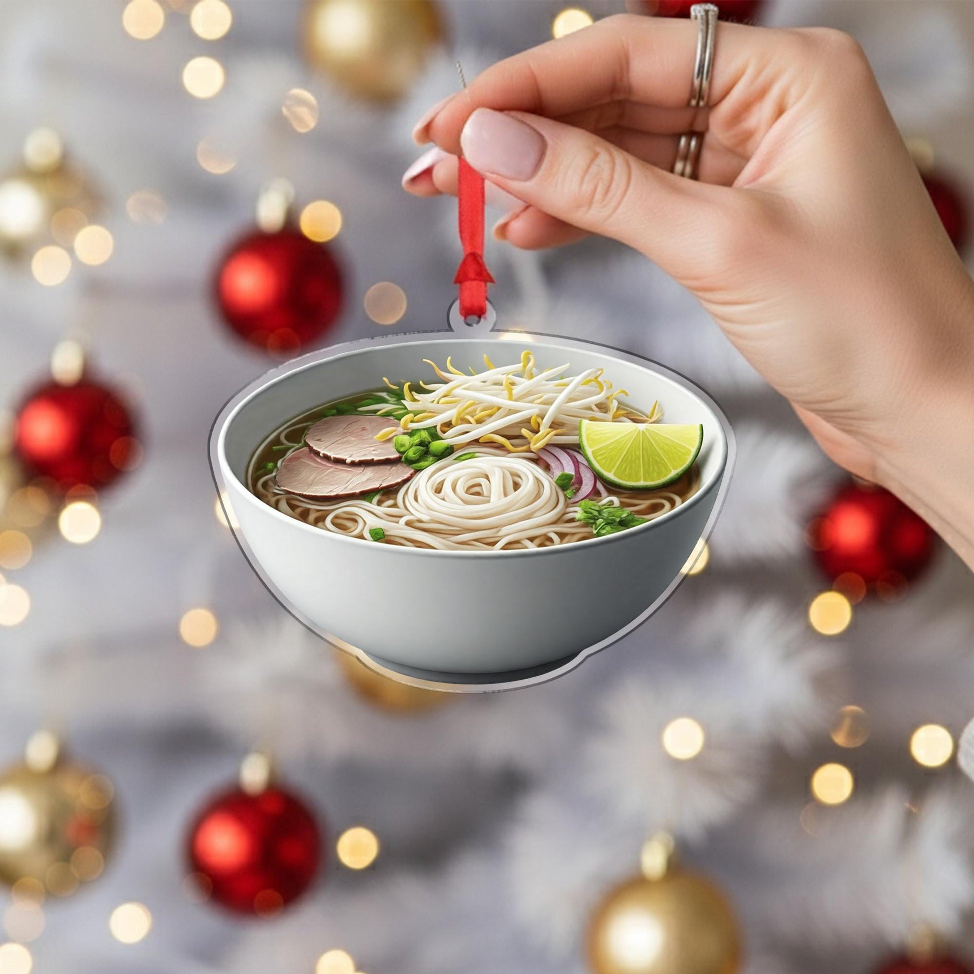 Pho Noodle Bowl Ornament – Funny Vietnamese Food Christmas Tree Decor