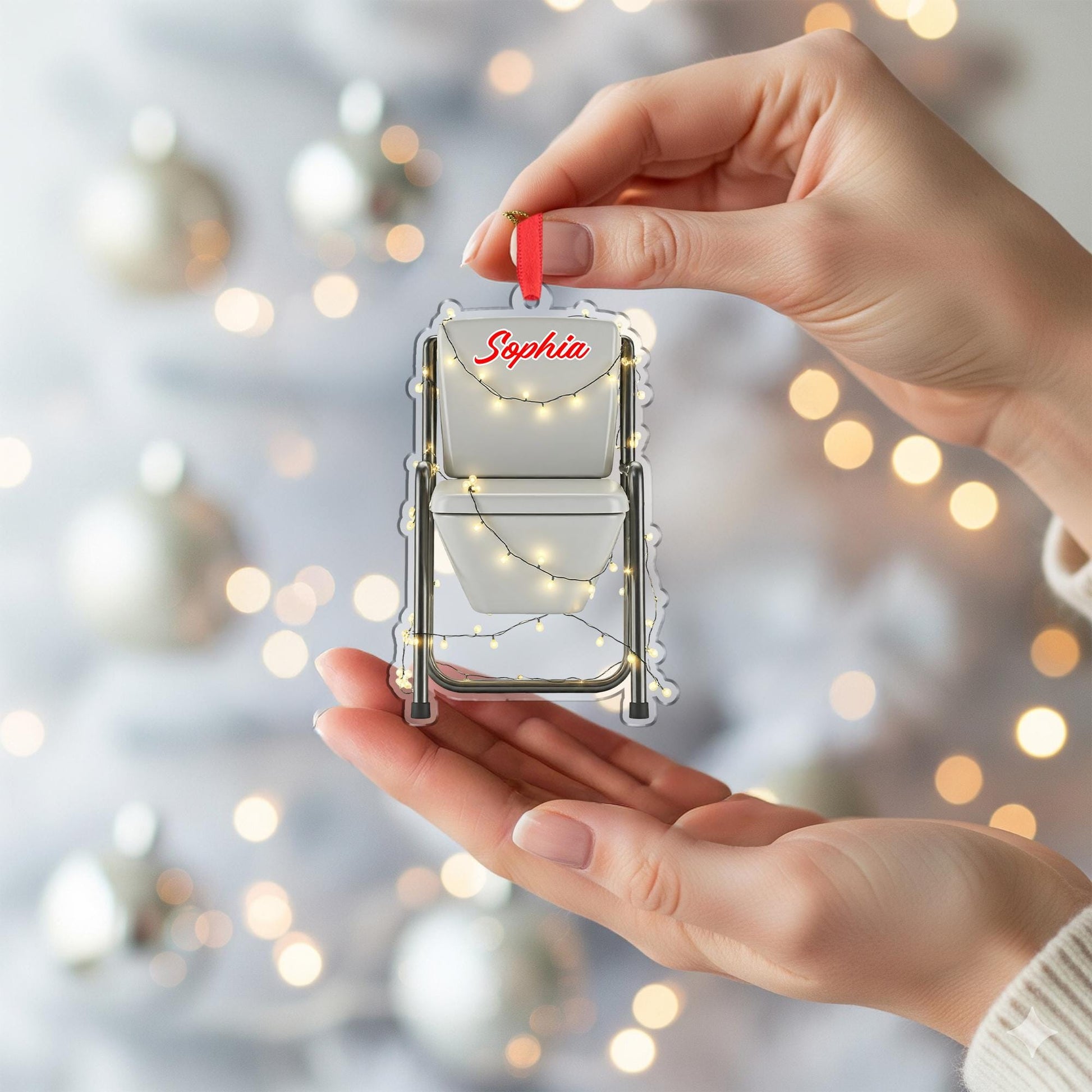 Funny Folding Commode Ornament – Personalized Gag Gift Christmas Decor
