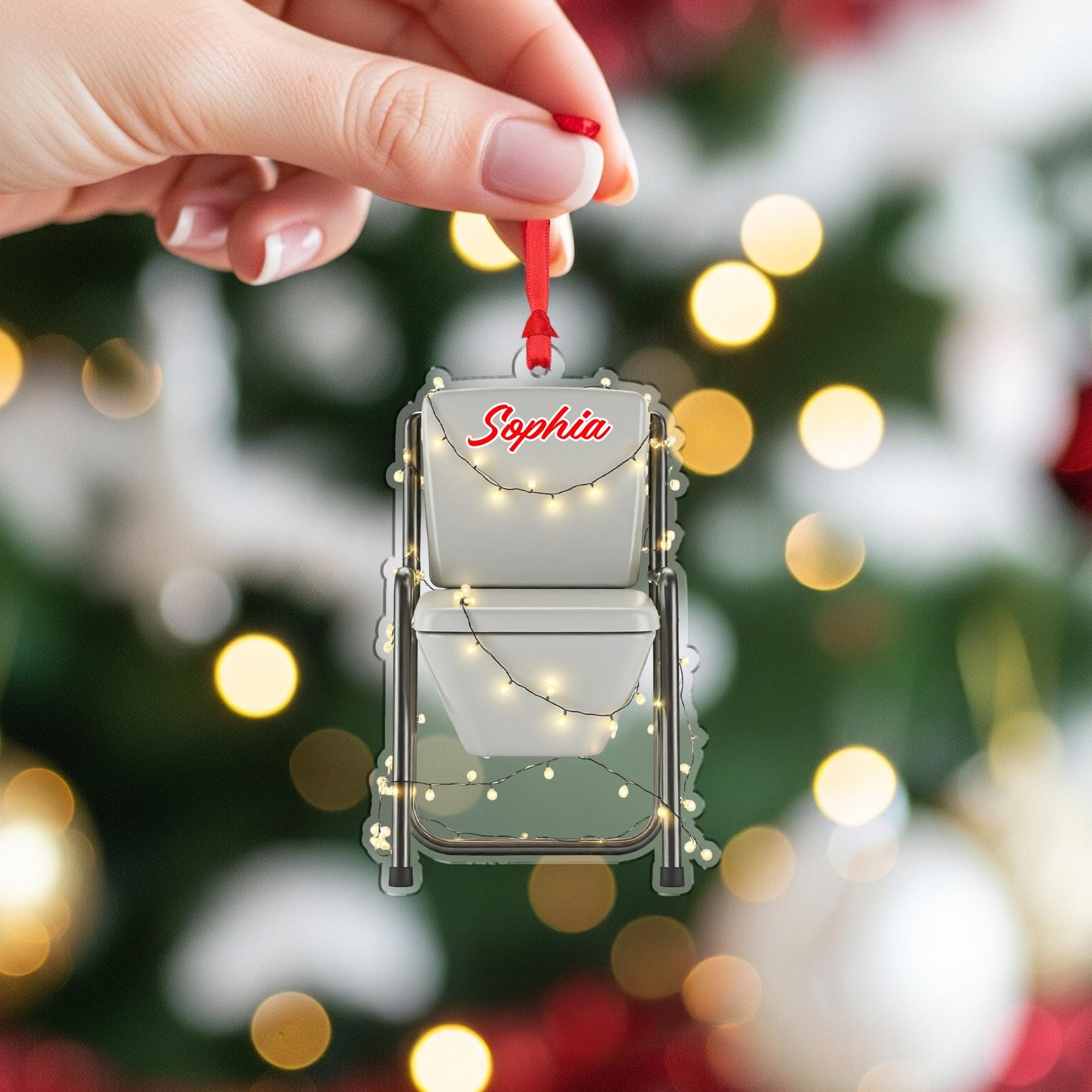 Funny Folding Commode Ornament – Personalized Gag Gift Christmas Decor