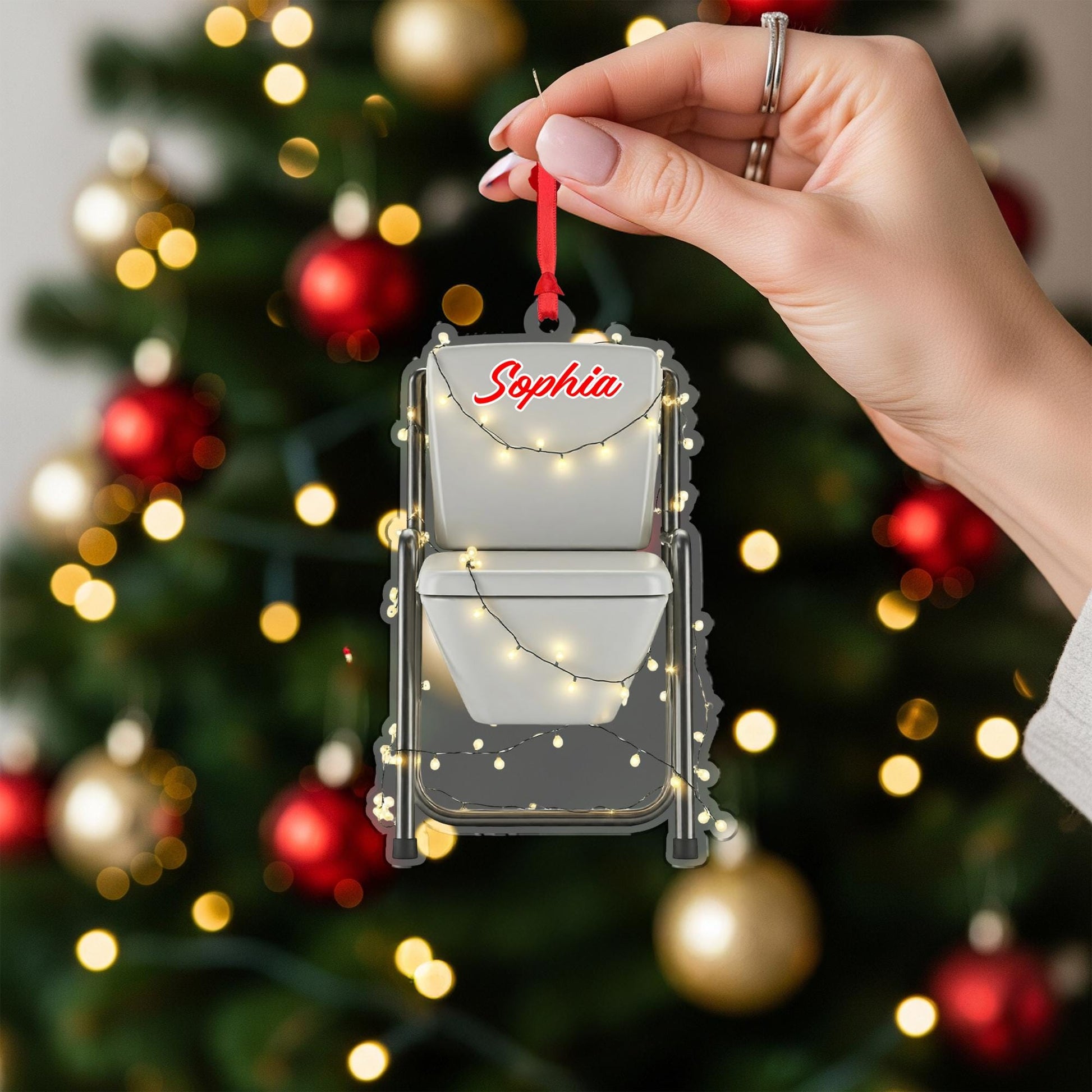 Funny Folding Commode Ornament – Personalized Gag Gift Christmas Decor