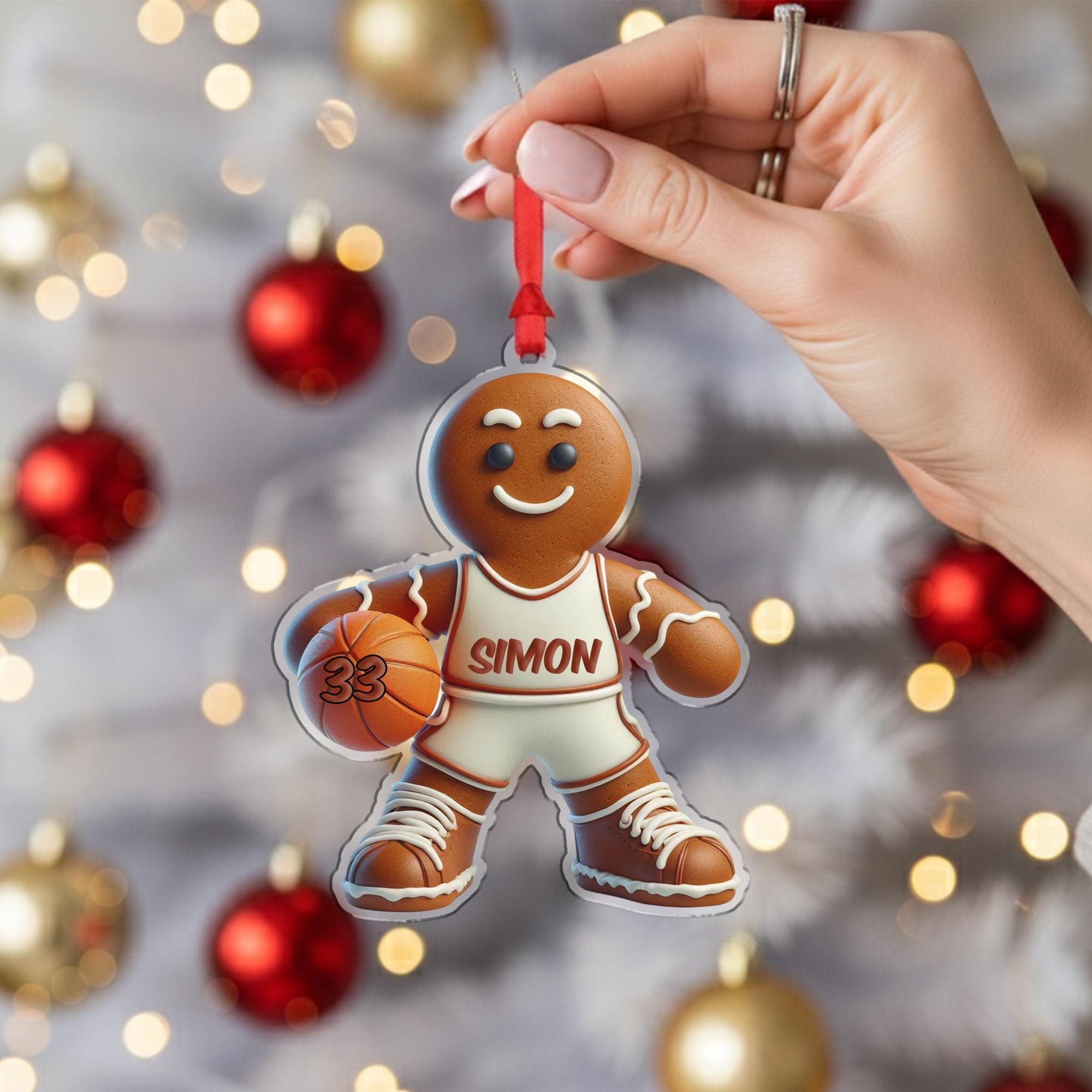 Personalized Basketball Ornament – Custom Gingerbread Player Christmas Decor