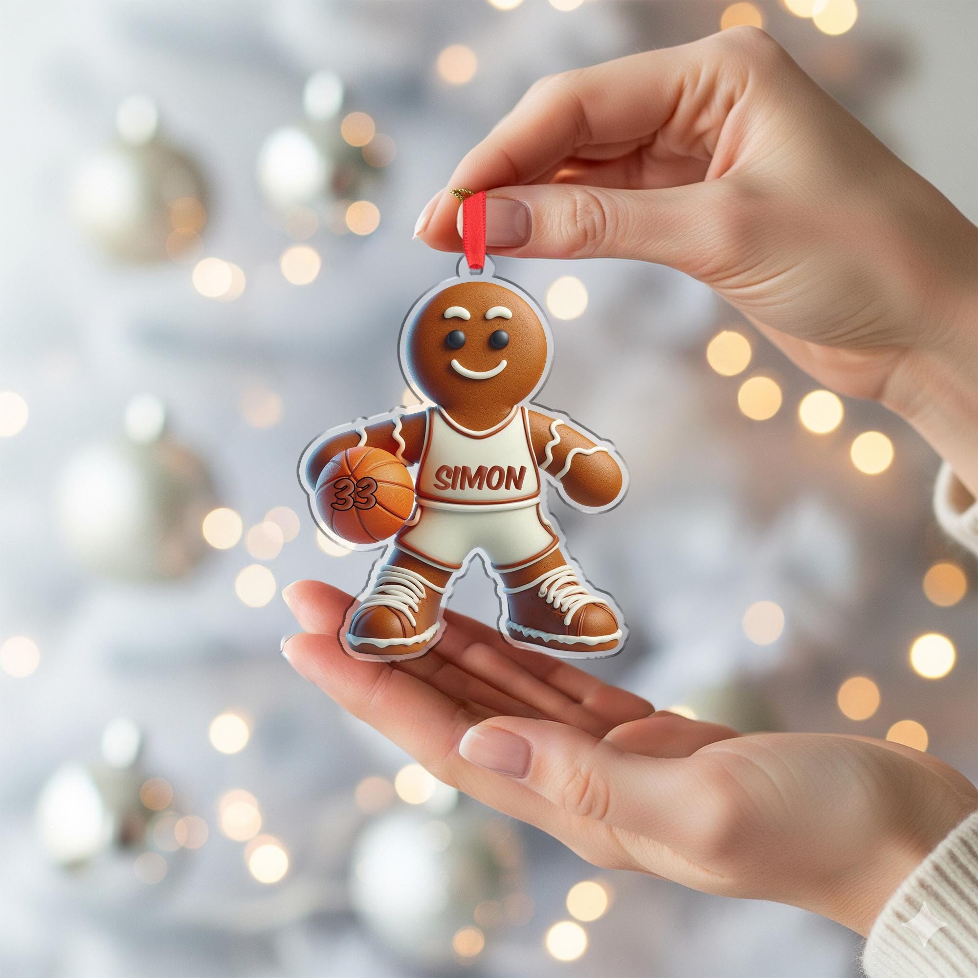 Personalized Basketball Ornament – Custom Gingerbread Player Christmas Decor