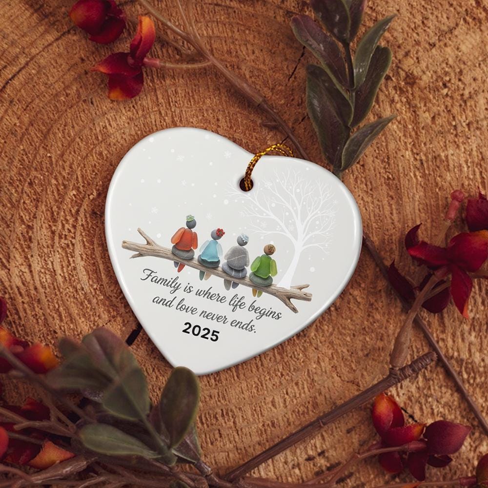 Personalized Family Ornament – Custom Name Glass Decoration with Birds on Branch and 2025