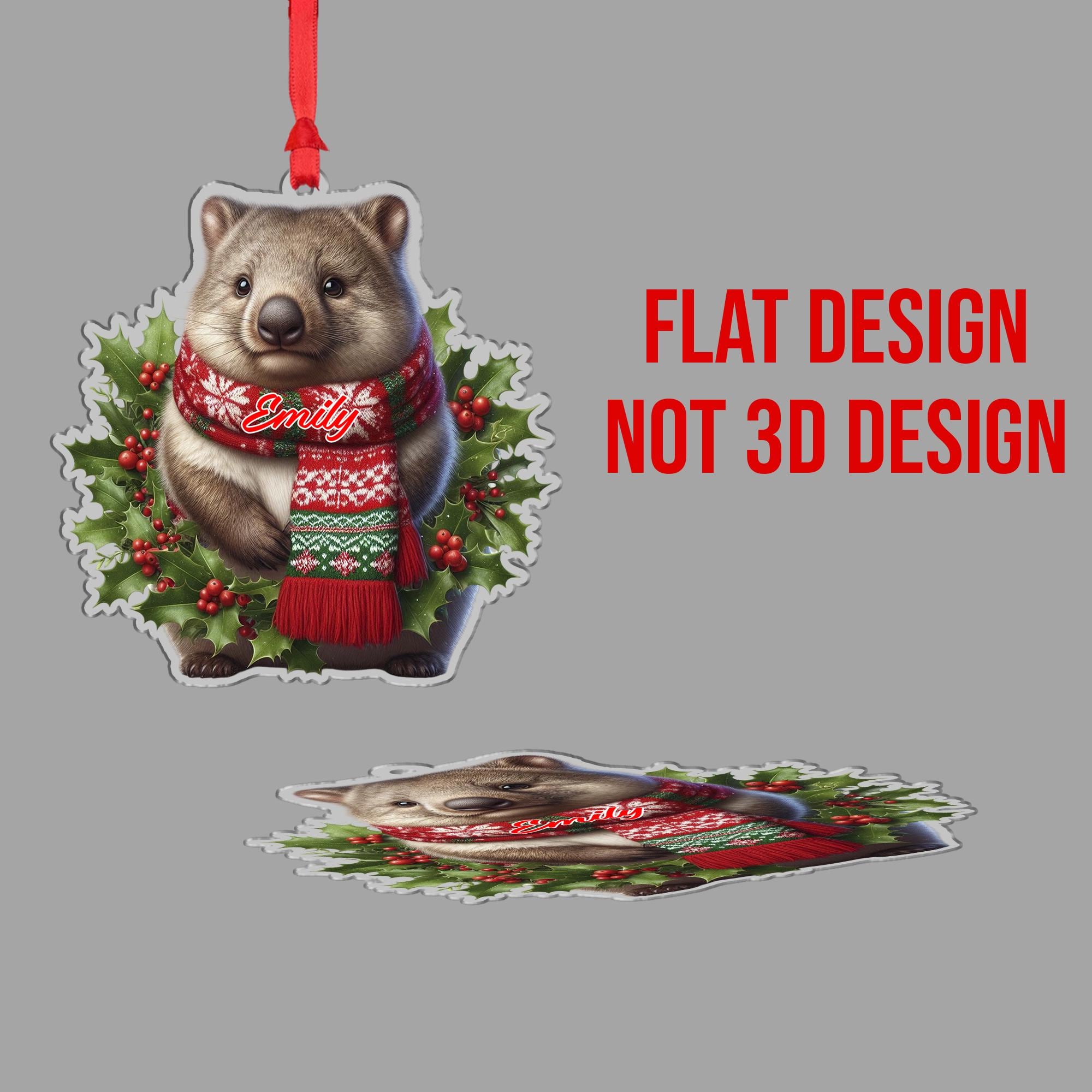 Personalized Wombat Ornament – Custom Name Christmas Tree Decoration