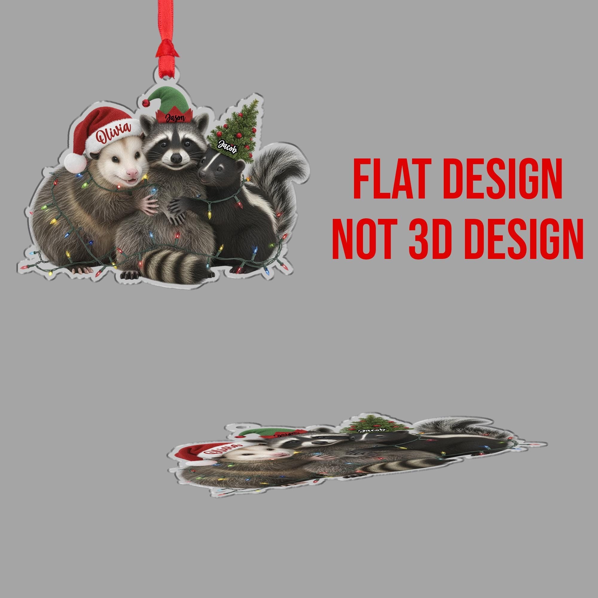 Woodland Animal Ornament – Personalized Raccoon Opossum Skunk Christmas Decor