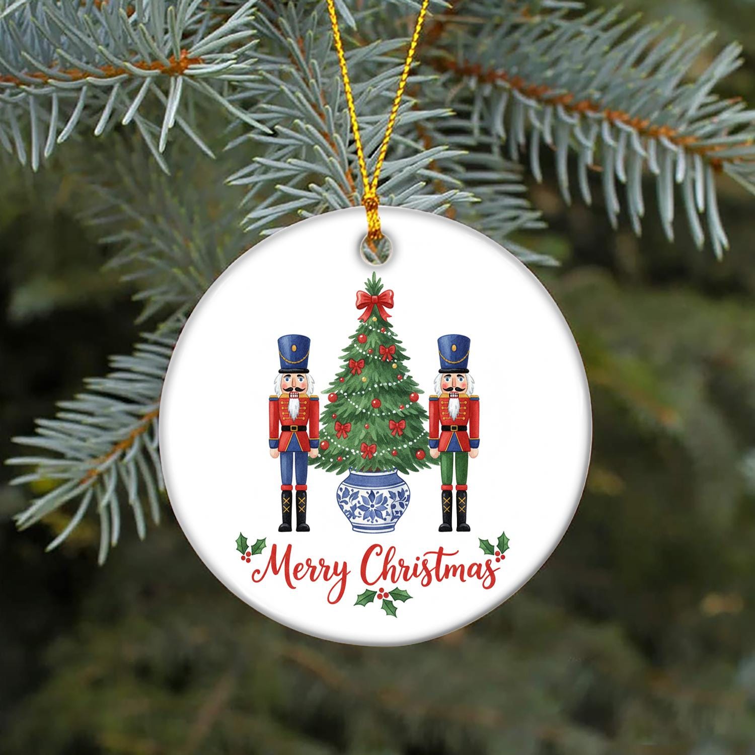 Christmas Nutcracker Ornament Ceramic Tree Decoration Holiday Keepsake