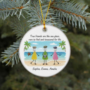 Personalized Friends Beach Ornament – Custom Names with Sea Glass and Friendship Quote
