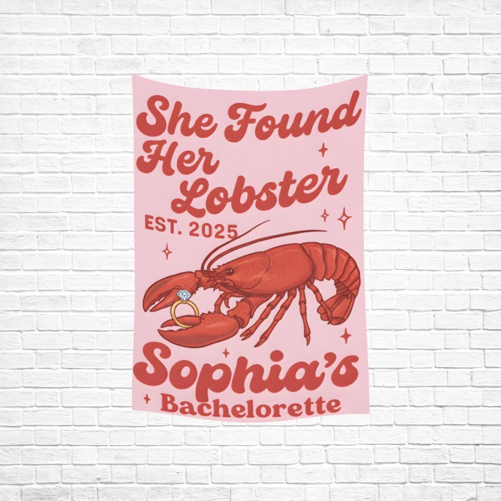Lobster Bachelorette Tapestry, Custom Name and Date, Party Wall Banner, Pink or Blue