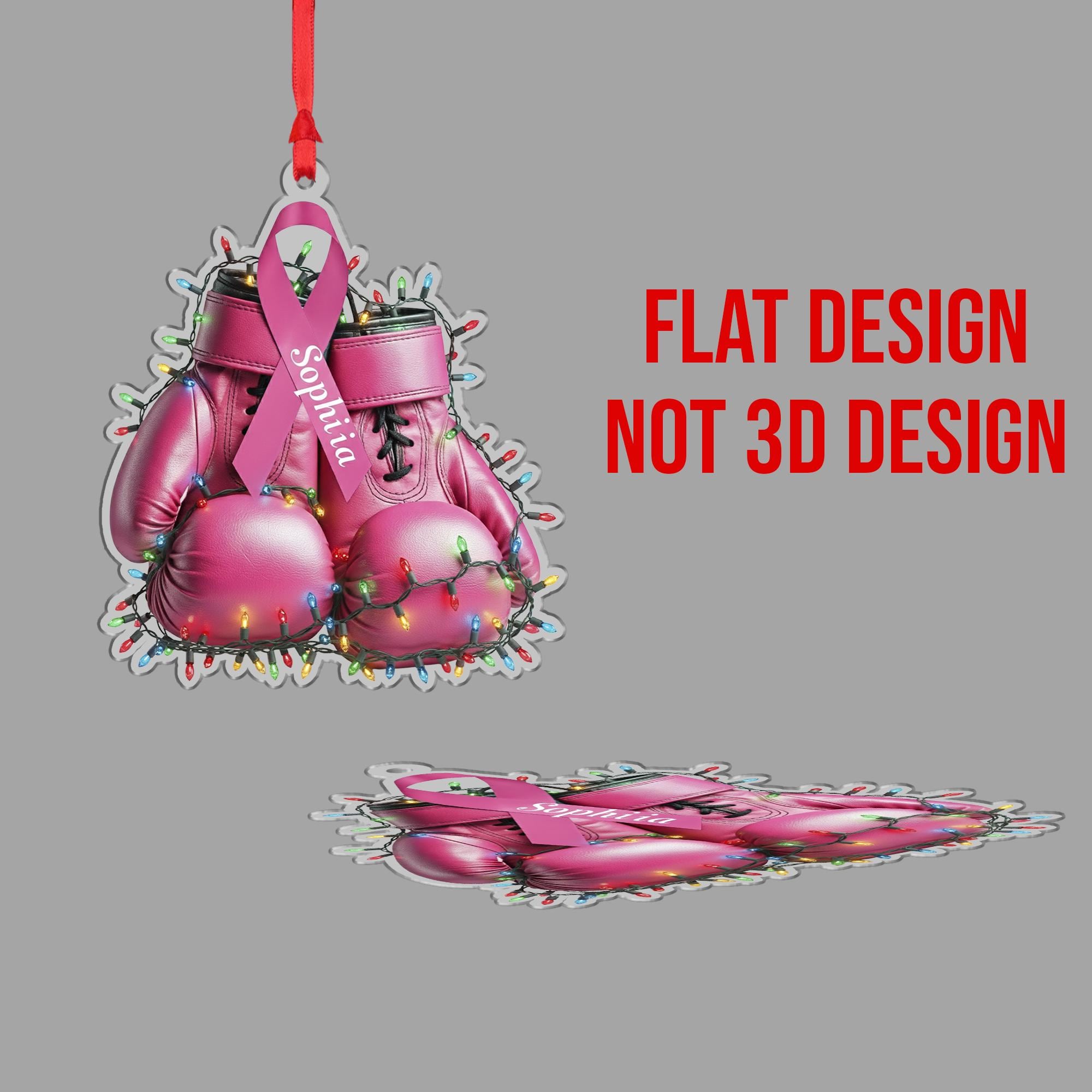 Breast Cancer Ornament – Personalized Pink Boxing Gloves Christmas Decor