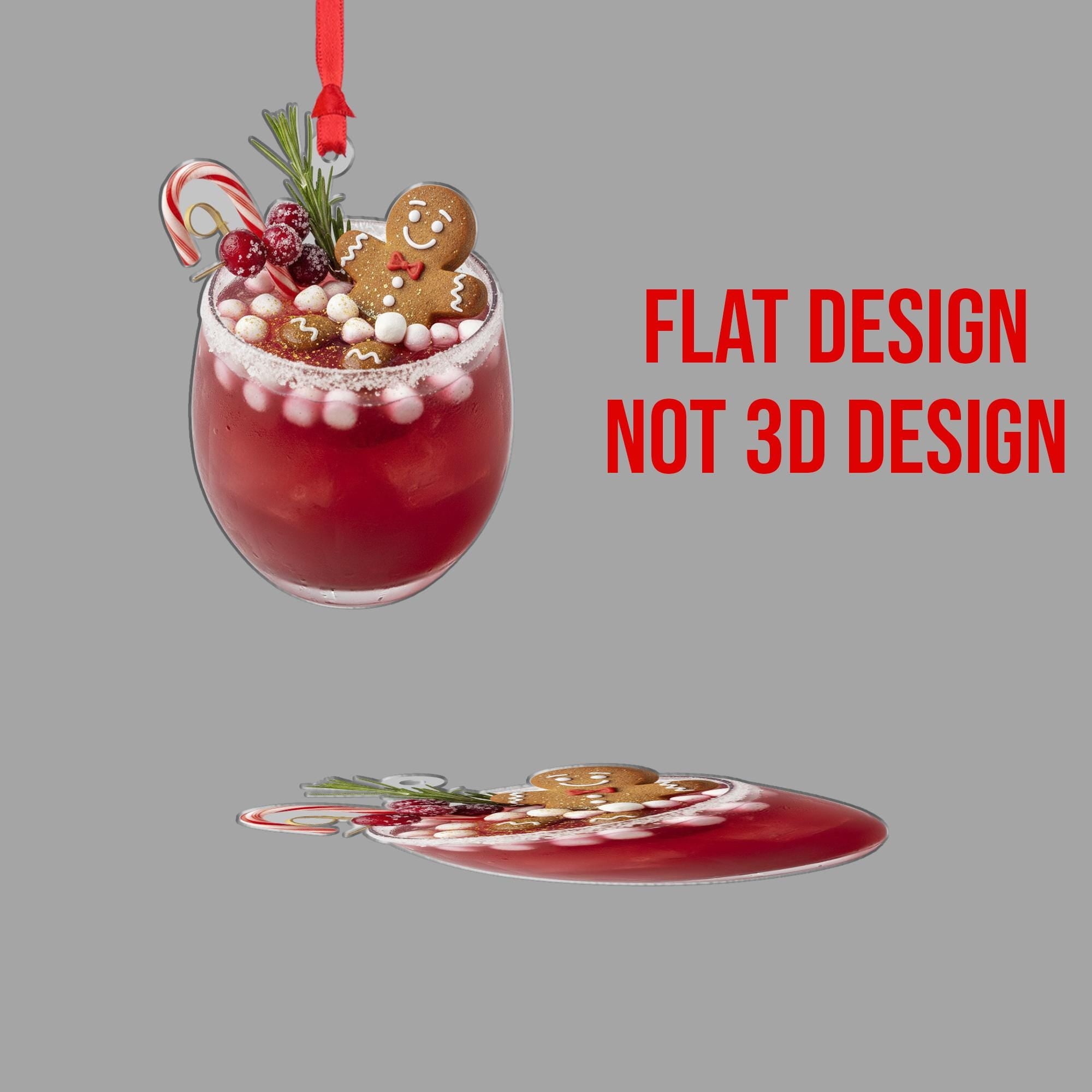 Gingerbread Drink Ornament: Christmas Tree Decoration with Candy Cane and Berries