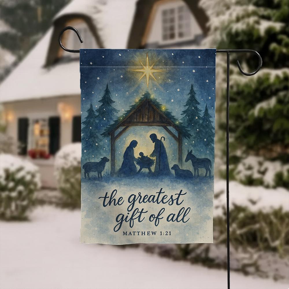 Nativity Garden Flag – Christmas Outdoor Decor with Holy Family and Star of Bethlehem