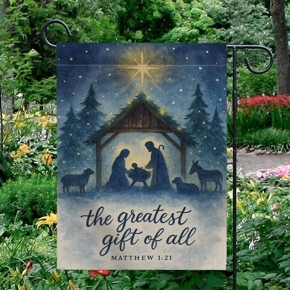 Nativity Garden Flag – Christmas Outdoor Decor with Holy Family and Star of Bethlehem