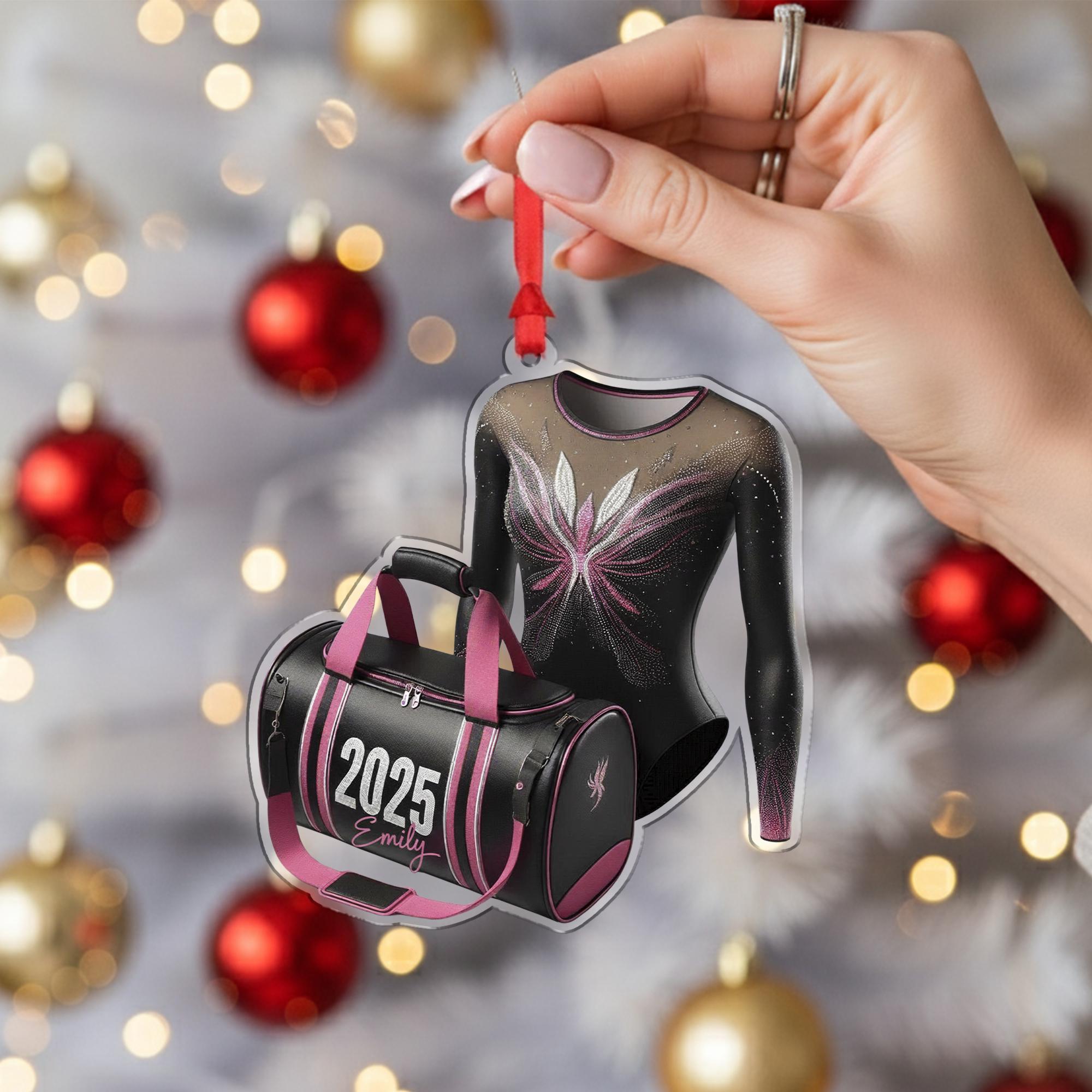 Personalized Gymnastics Ornament – Custom Leotard and Duffel Bag Christmas Gift