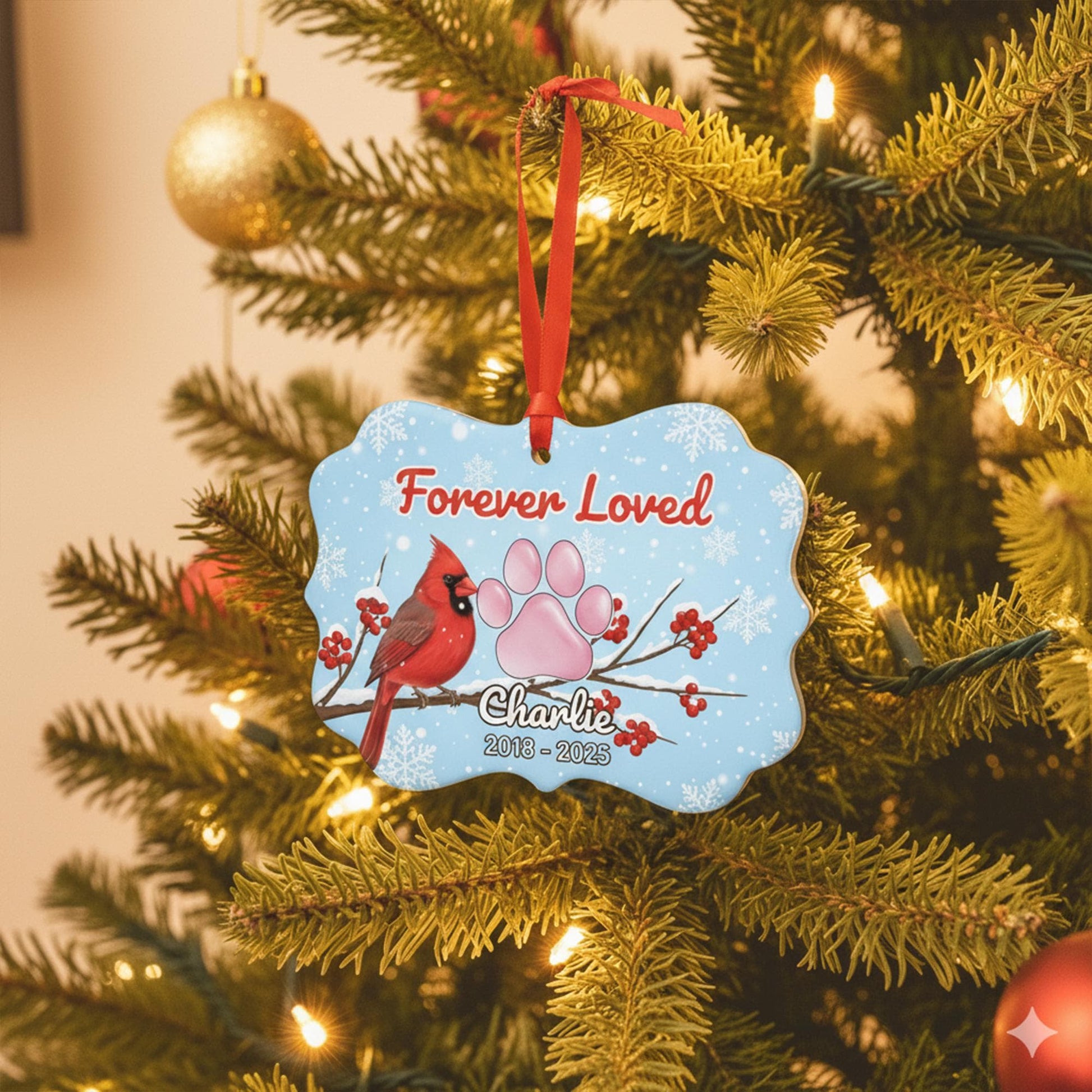 Personalized Cardinal Pet Memorial Ornament: Custom Name Ceramic Remembrance Gift