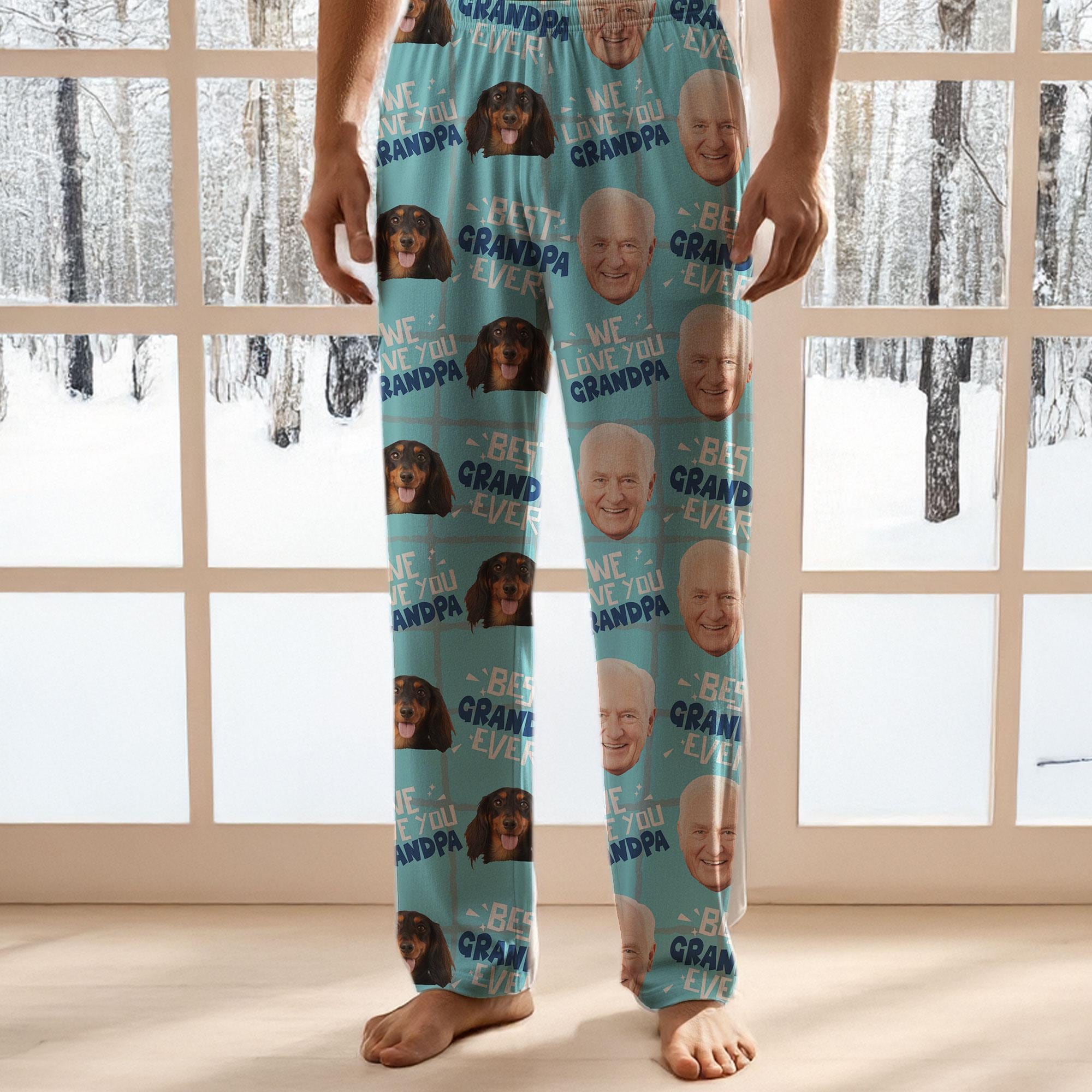 Custom Photos Pajama Pants Personalized Grandpa Dad Loungewear