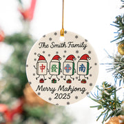 Personalized Mahjong Tile Ornament — Family Name, Year, Snowflake Design