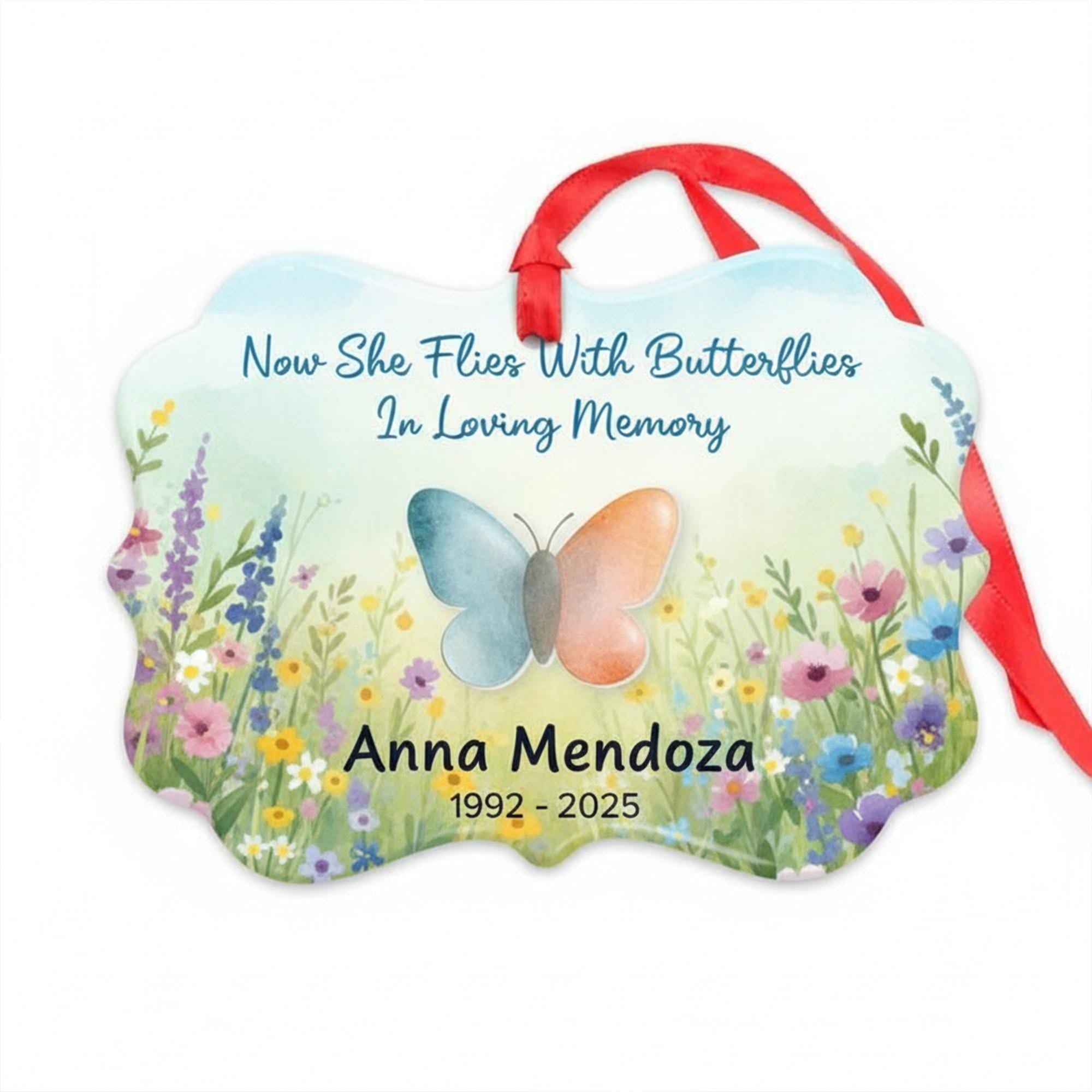 Personalized Butterfly Memorial Ornament: Custom Name Ceramic Remembrance Gift