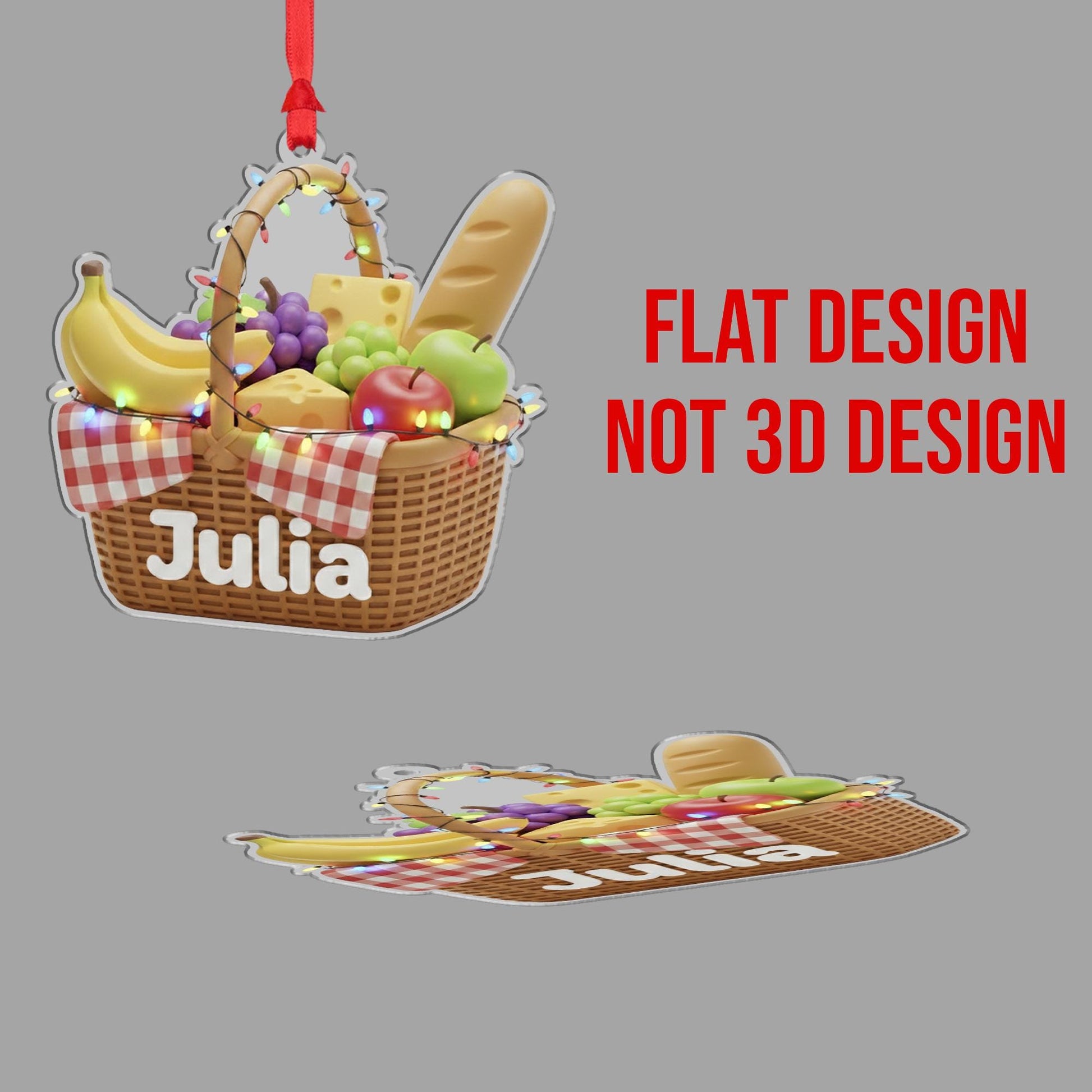 Custom Picnic Basket Ornament - Personalized Family Foodie Holiday Decor