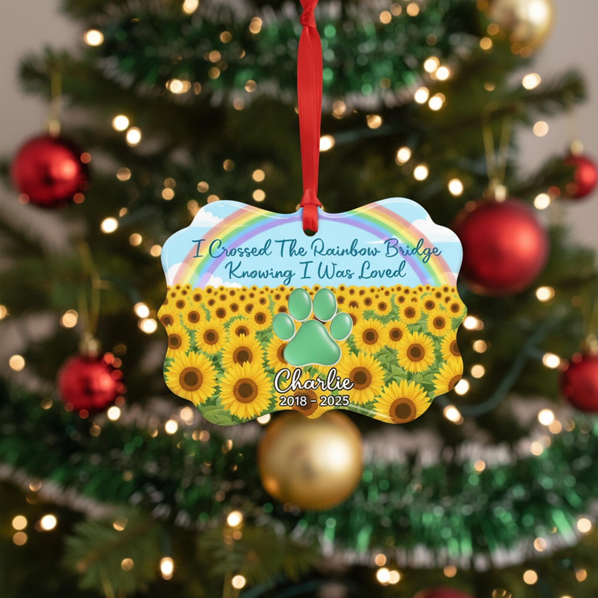 Personalized Pet Memorial Ornament: Custom Rainbow Bridge Dog or Cat Loss Gift, Benelux Ceramic