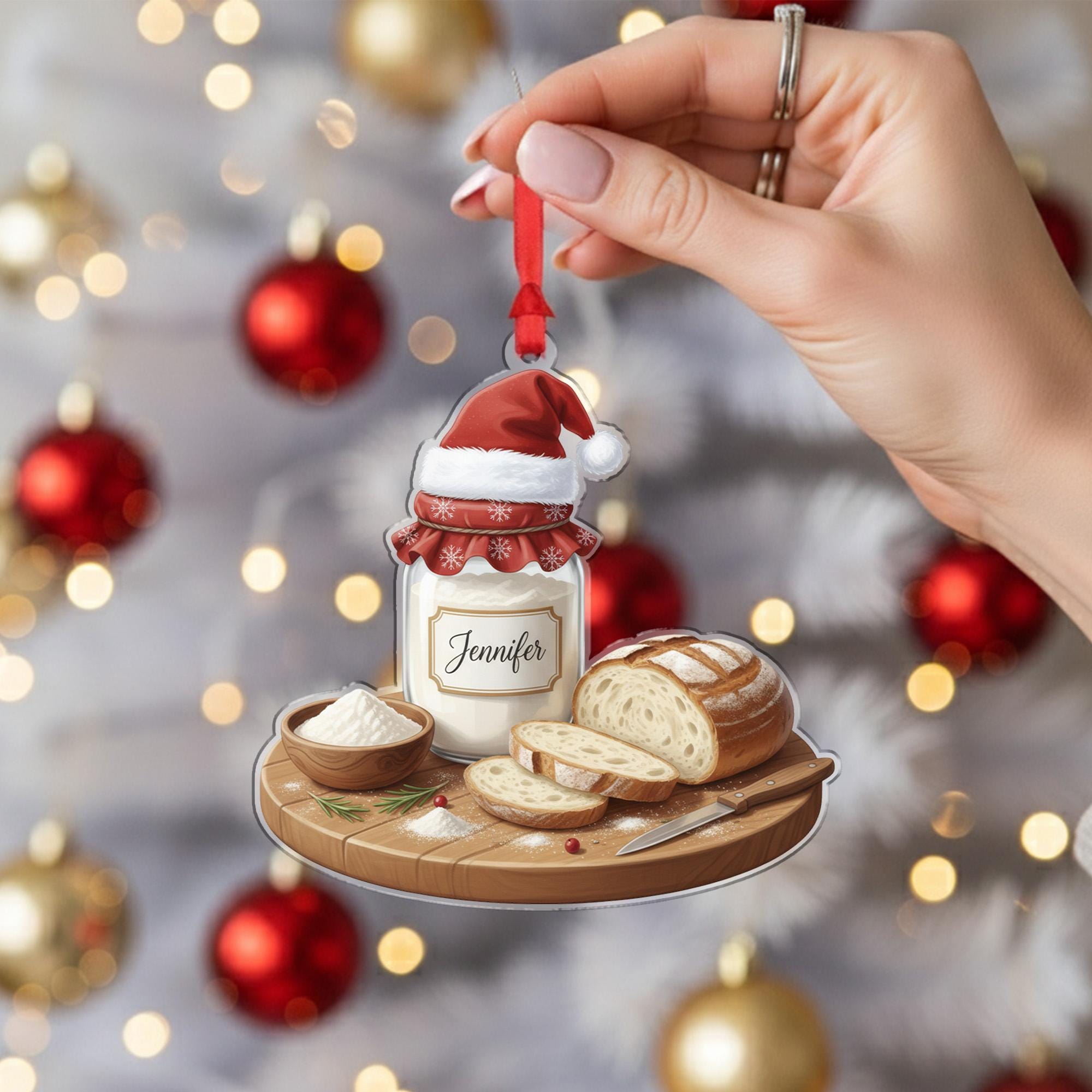 Personalized Sourdough Starter Jar Ornament - Baker Gift, Bread Christmas Decor