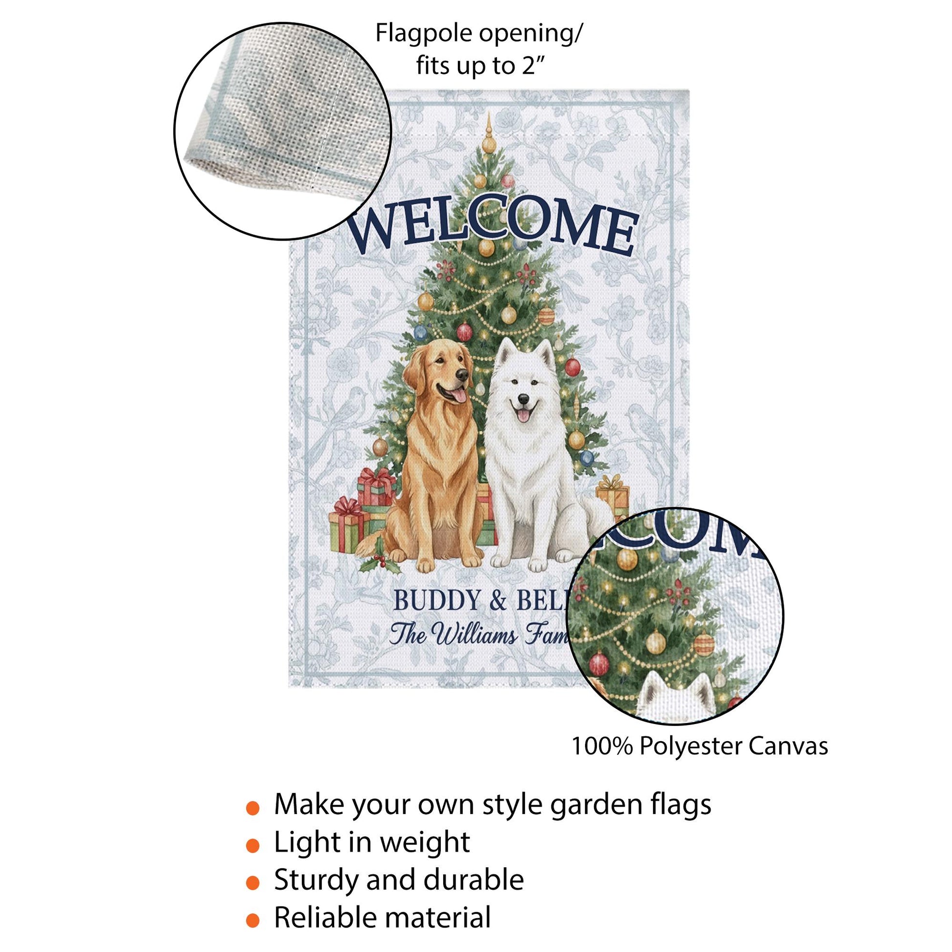 Personalized Pet Garden Flag — Christmas Welcome Yard Banner