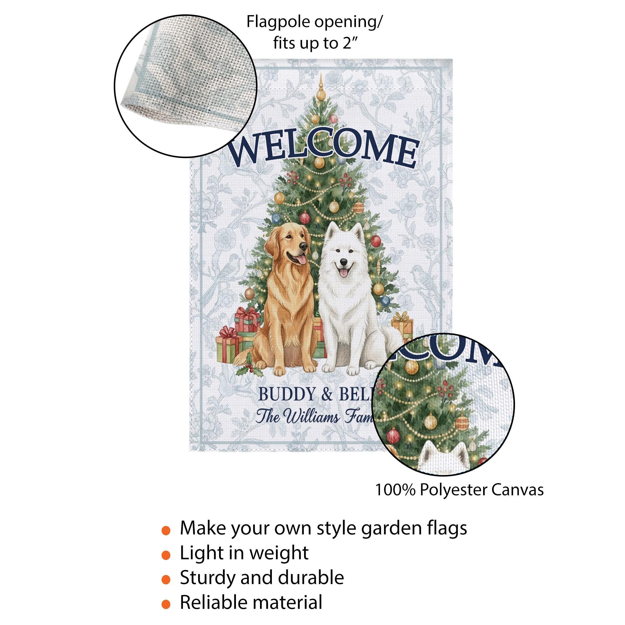 Personalized Pet Garden Flag — Christmas Welcome Yard Banner