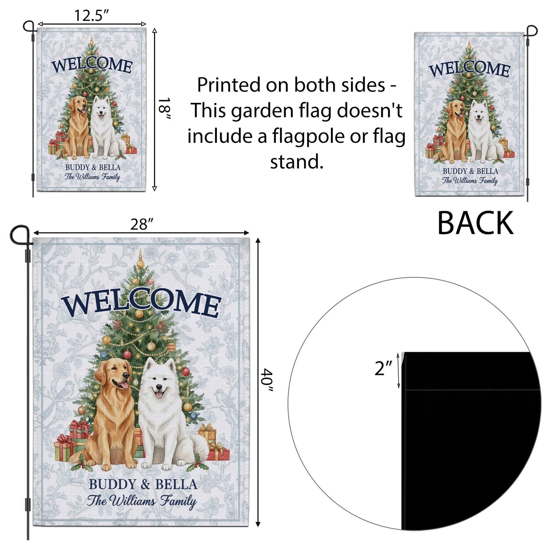 Personalized Pet Garden Flag — Christmas Welcome Yard Banner