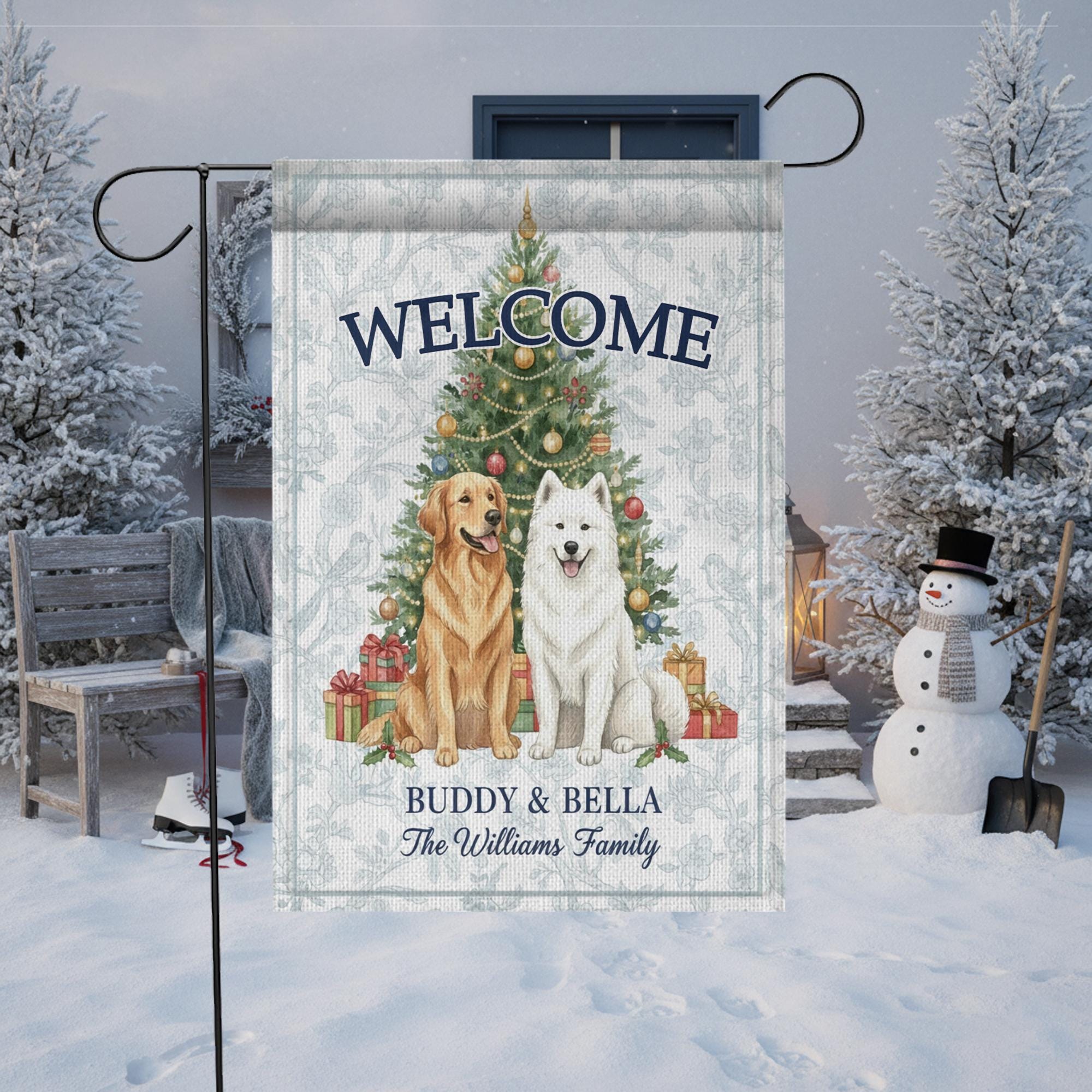 Personalized Pet Garden Flag — Christmas Welcome Yard Banner