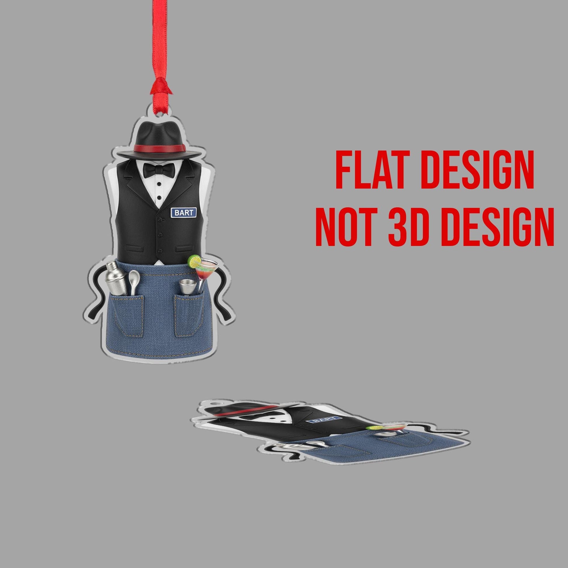 Personalized Bartender Apron Ornament - Mixologist Gift, Barista Christmas Decor