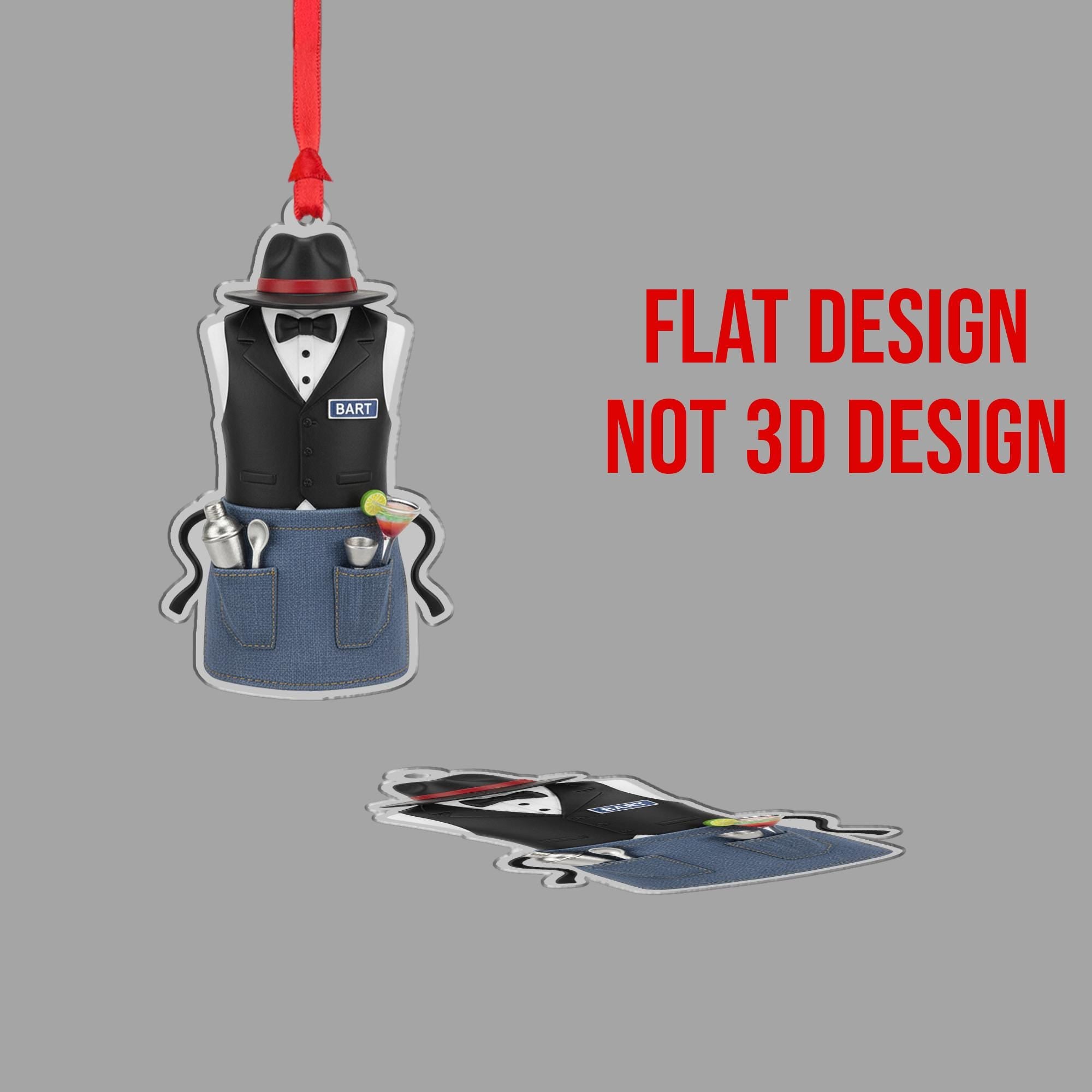 Personalized Bartender Apron Ornament - Mixologist Gift, Barista Christmas Decor