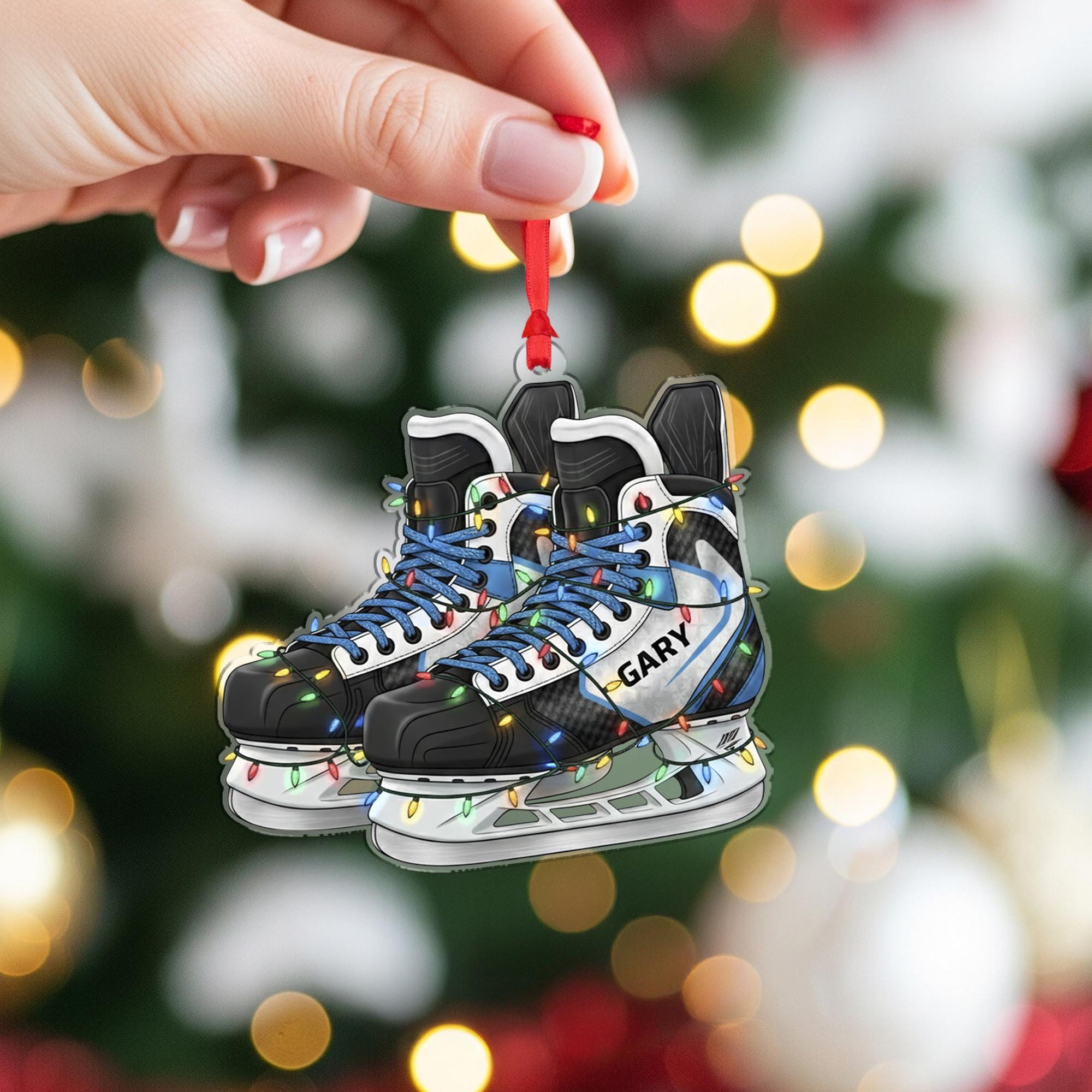 Personalized Hockey Skates Ornament - Ice Skater Gift, Player Christmas Decor