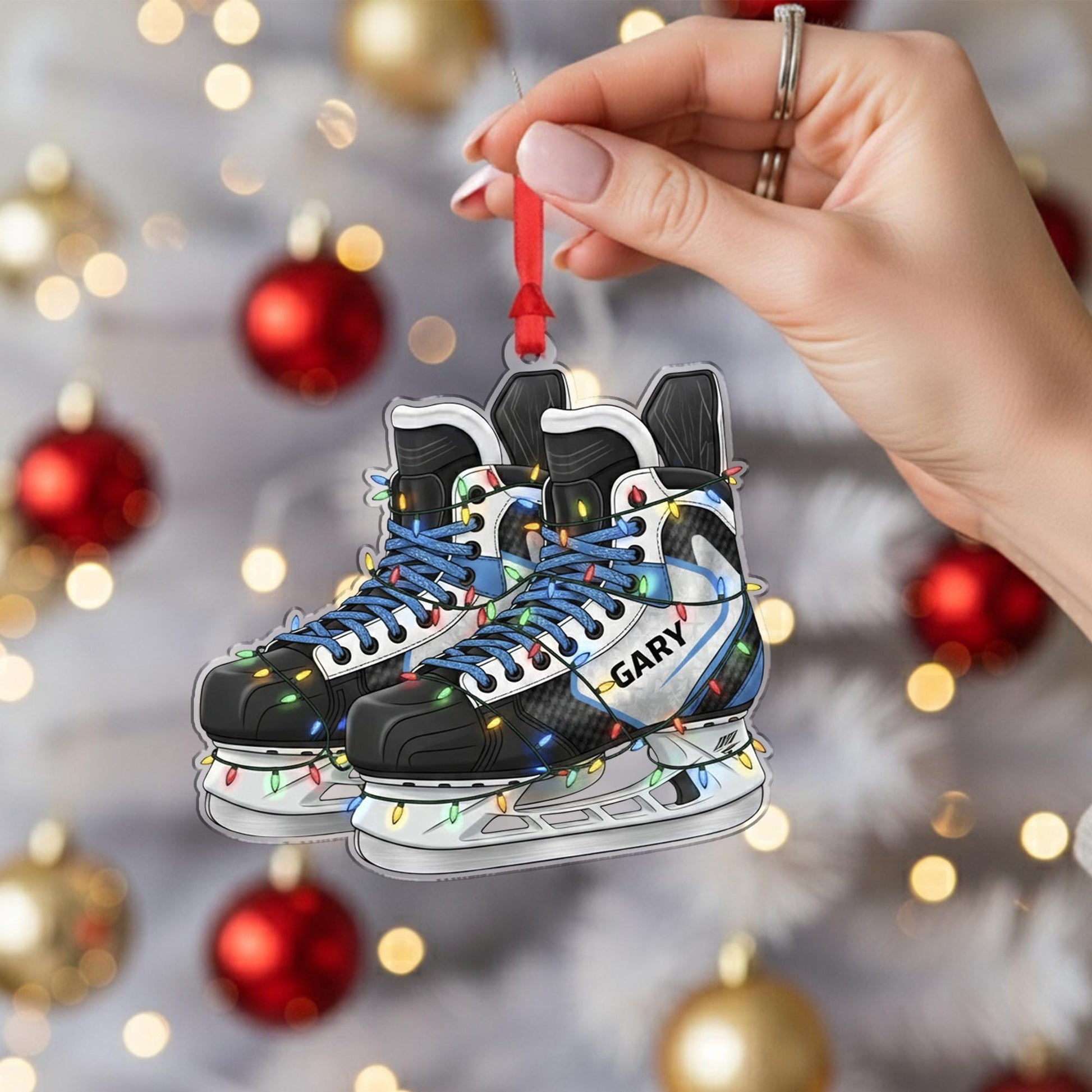 Personalized Hockey Skates Ornament - Ice Skater Gift, Player Christmas Decor