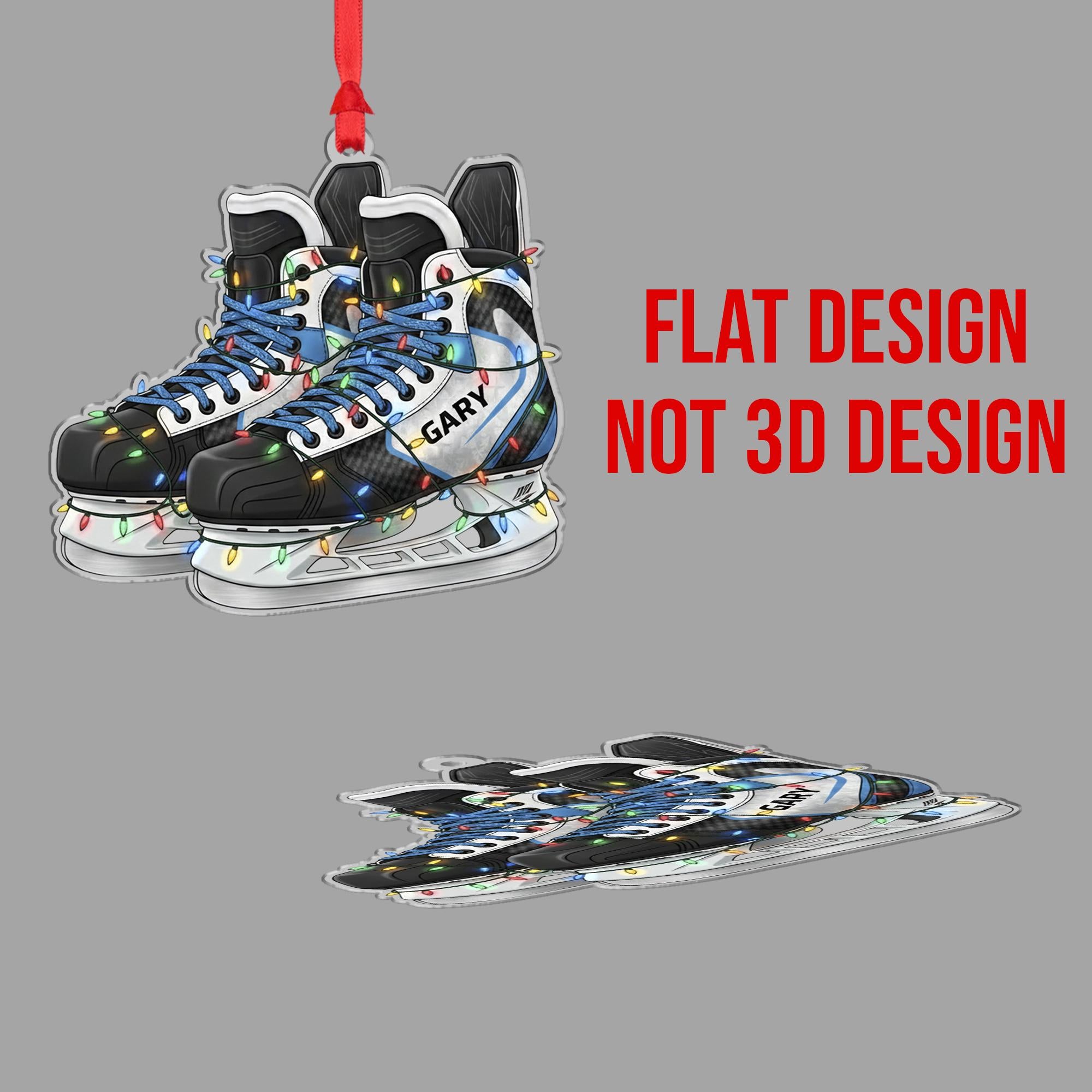 Personalized Hockey Skates Ornament - Ice Skater Gift, Player Christmas Decor