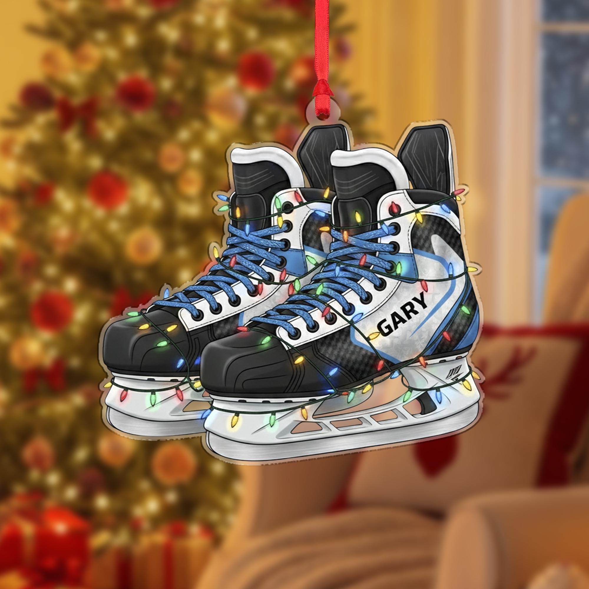 Personalized Hockey Skates Ornament - Ice Skater Gift, Player Christmas Decor