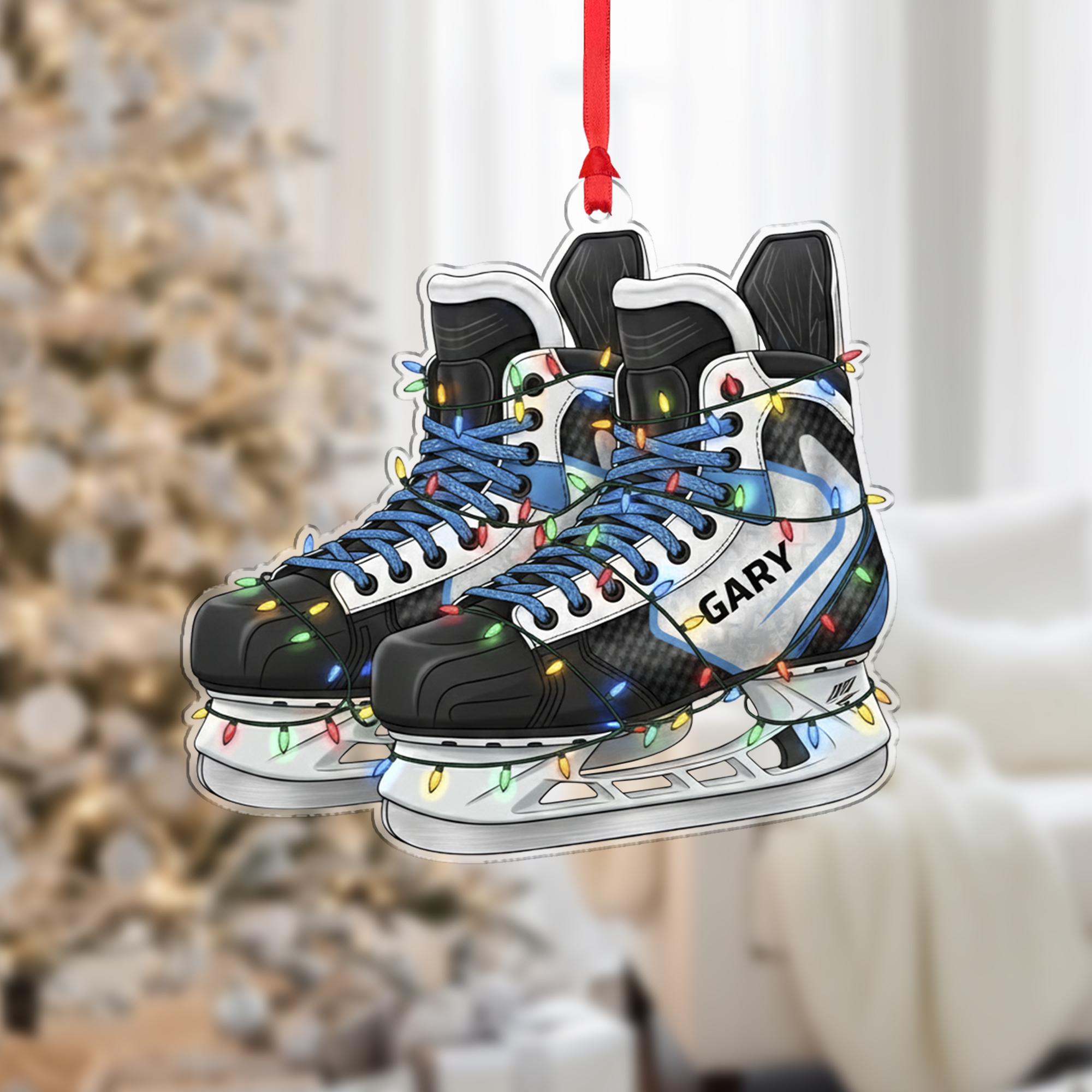 Personalized Hockey Skates Ornament - Ice Skater Gift, Player Christmas Decor