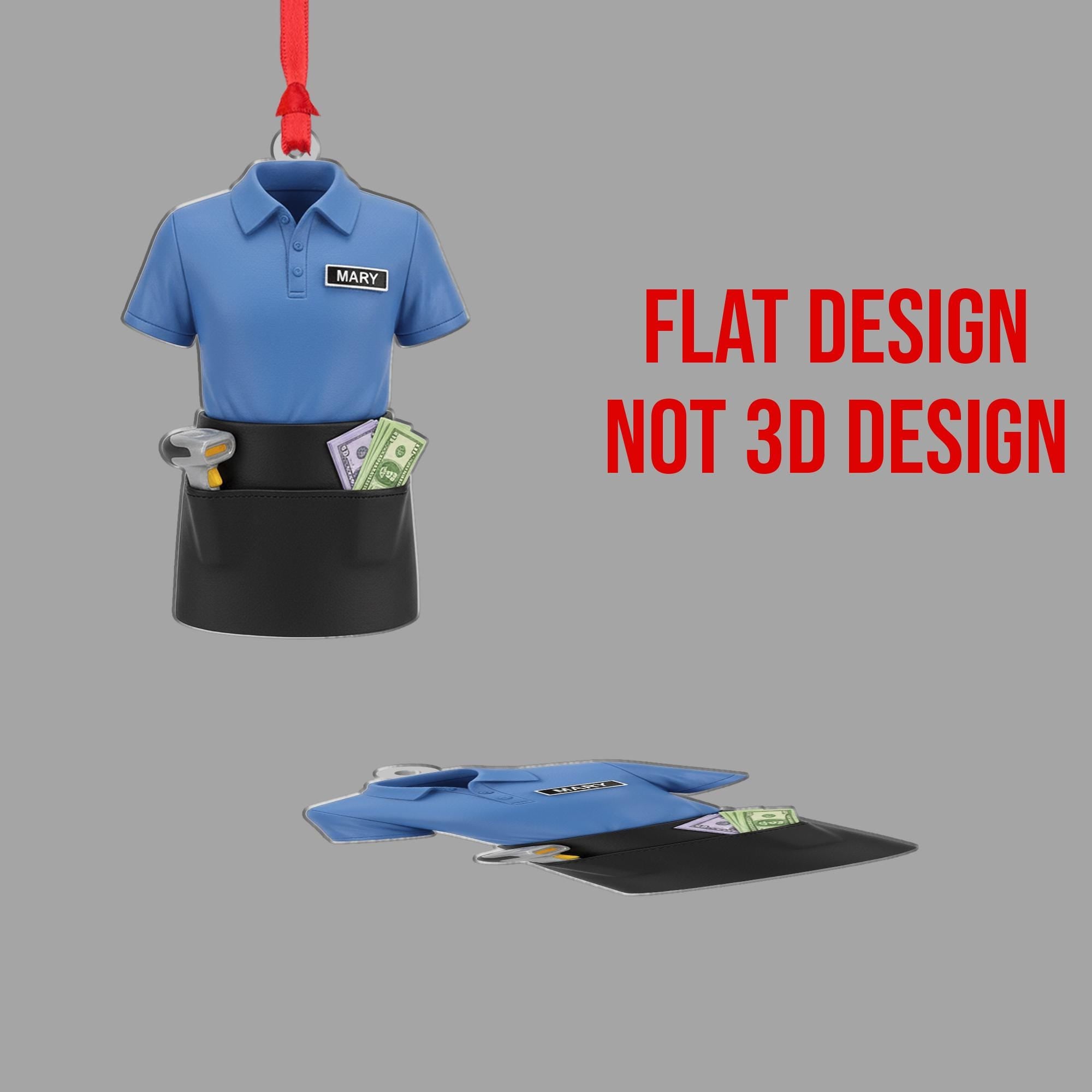 Personalized Cashier Polo Ornament - Retail Worker Gift, Clerk Job Christmas Decor