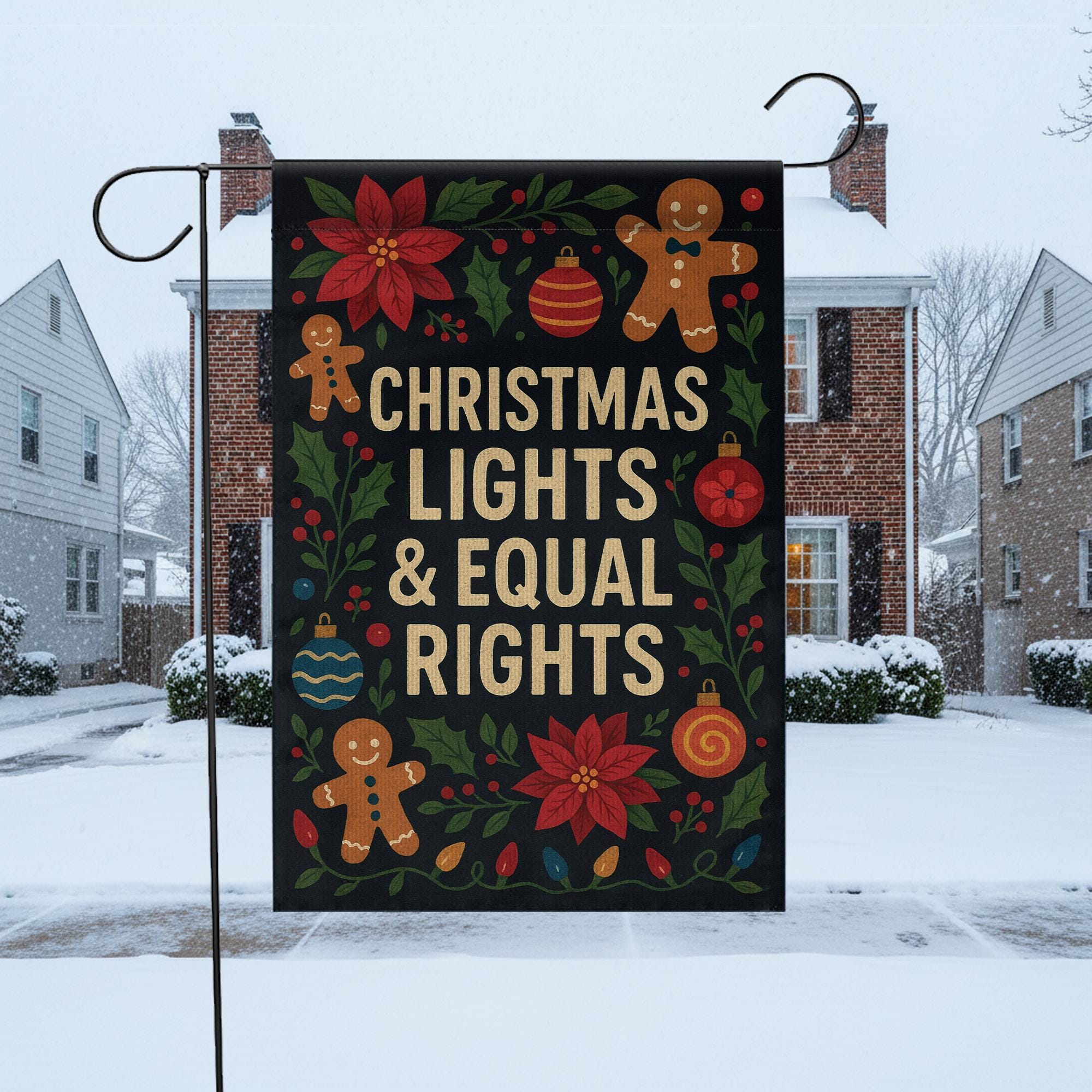 Christmas Lights & Equal Rights Garden Flag: Home Outdoor Flag