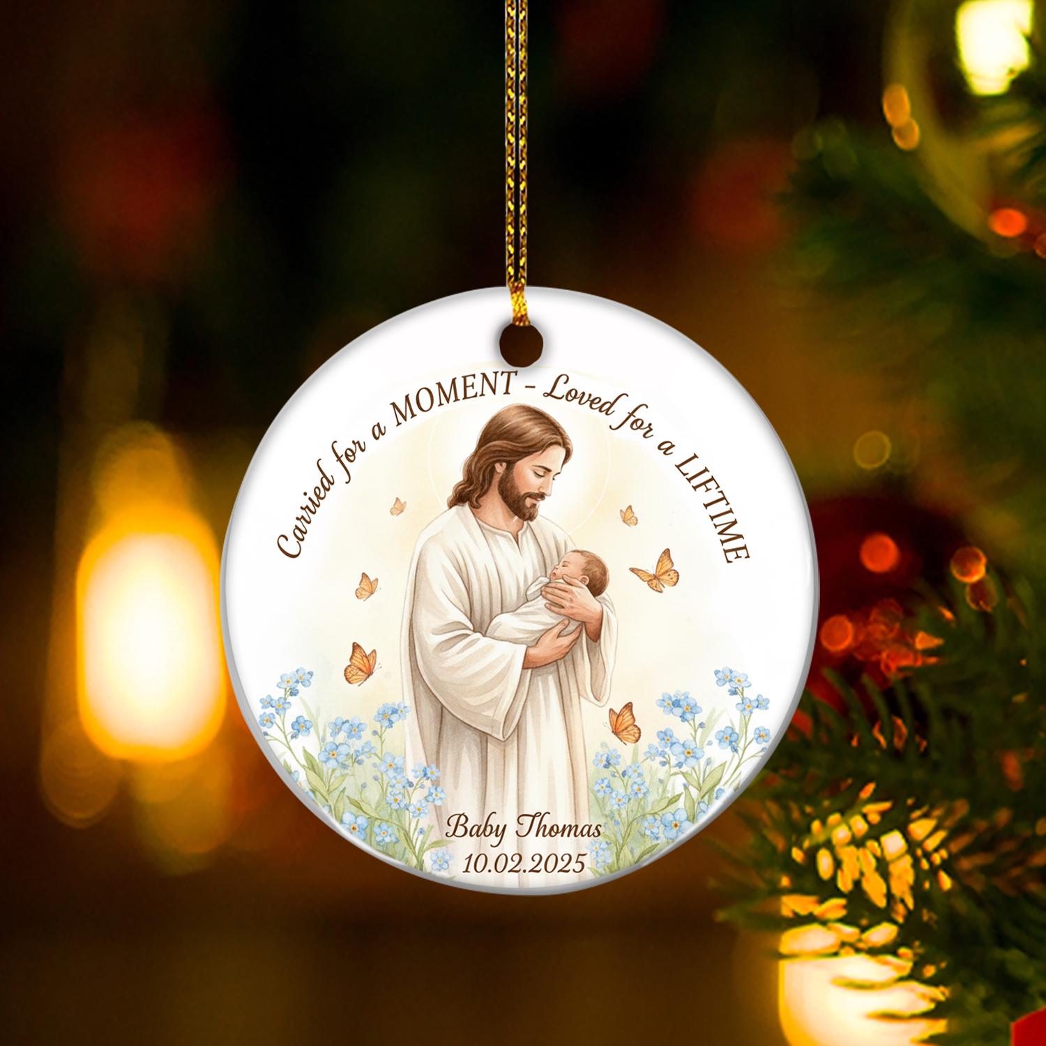 Custom Ceramic Memorial Ornament, Personalized Infant Remembrance Keepsake, Religious Baby Loss Decoration