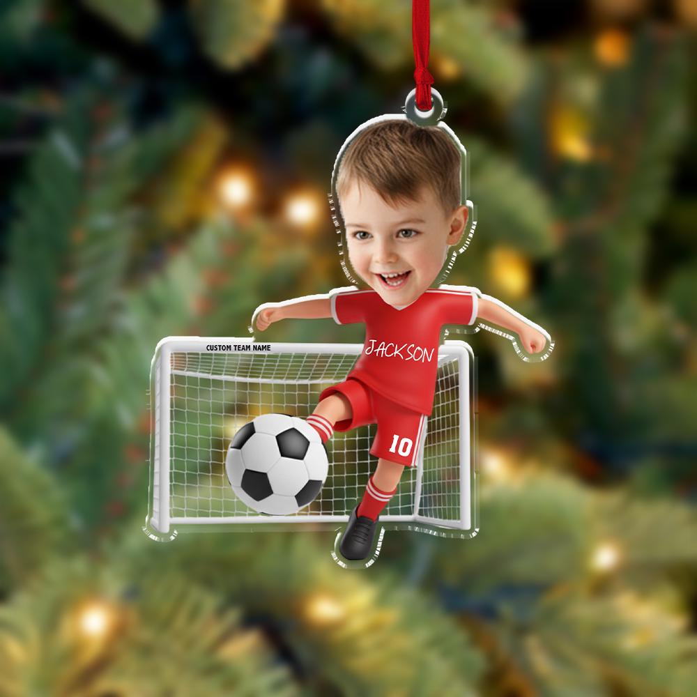 Custom Soccer Player Ornament, Personalized Kids Sports Decoration, Custom Name Football Keepsake