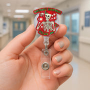 Personalized Skeleton Holiday Badge Reel | Emergency Dept Christmas ID Holder