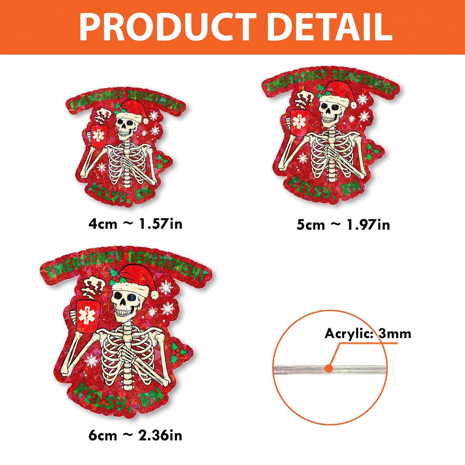 Personalized Skeleton Holiday Badge Reel | Emergency Dept Christmas ID Holder