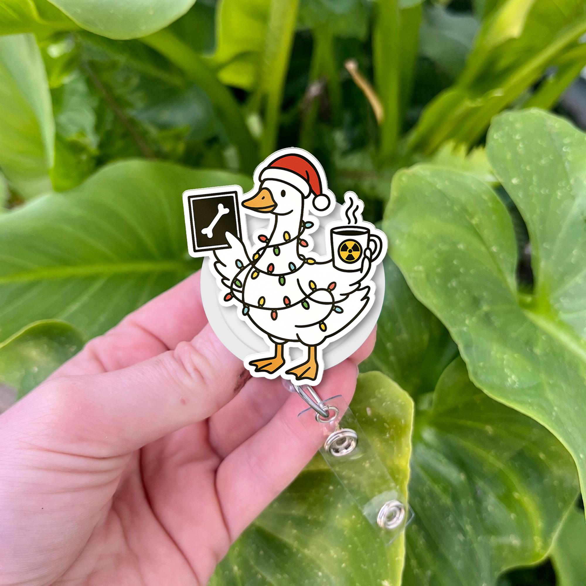 Holiday Goose Xray Badge Reel | Medical Christmas ID Ornament
